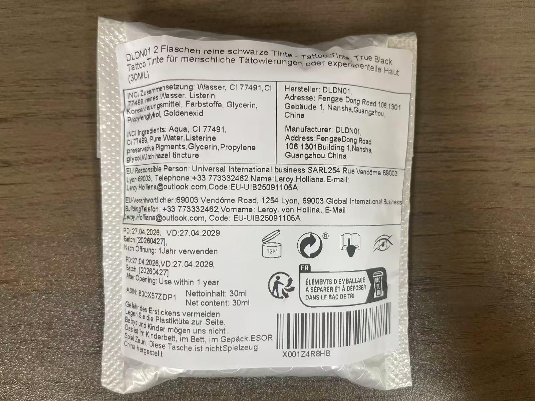 2 botellas de tinta negra pura para tatuajes, tinta negra verdadera para tatuajes humanos o piel experimental (30 ml)