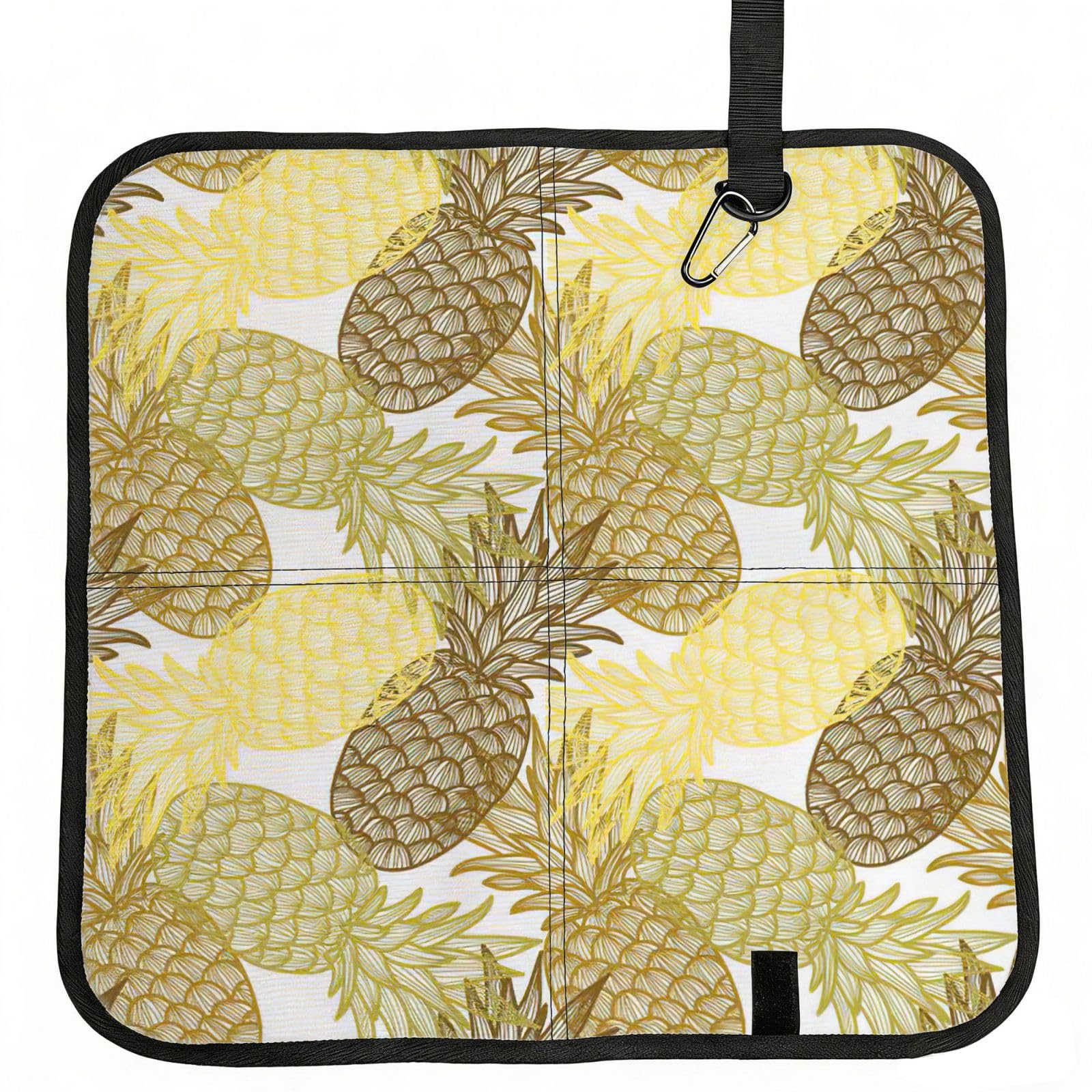 VCzsdff Exotic Tropical Pineapples Print Portable Seat Cushion Folding Bleacher Pad Compact Picnic Sitting Mat Polyester 40cm