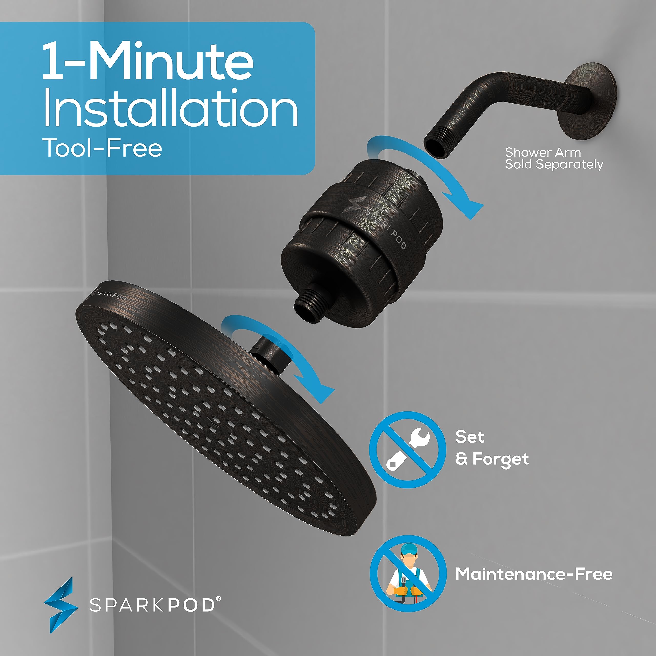 SparkPod Luxury Filtered Shower Head Set 23 Stage Shower