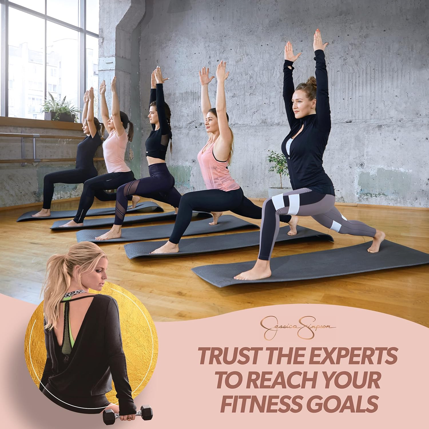 Jessica Simpson 12mm Yoga Mat with Carrying Strap - Black : Sports & Outdoors