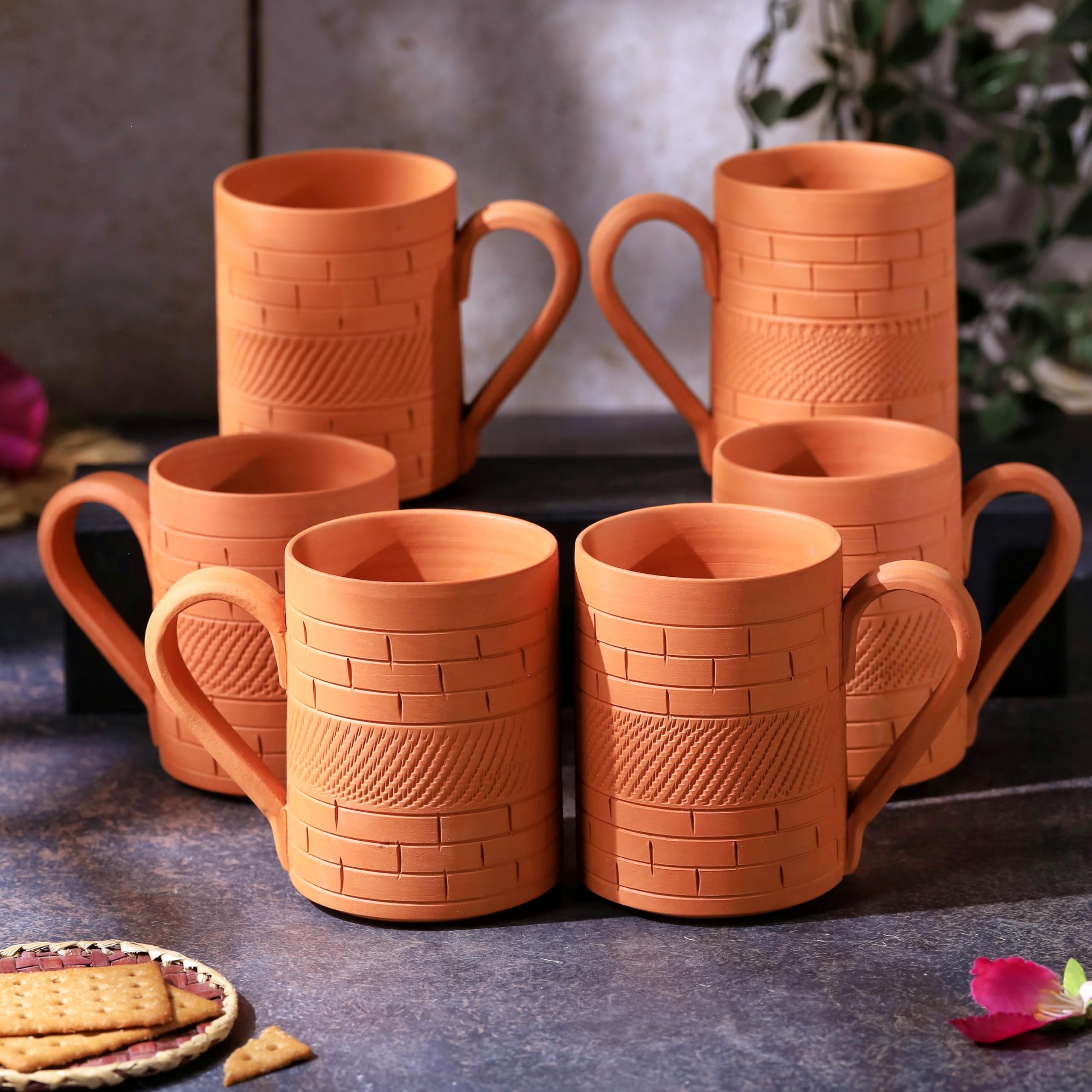 THE HANDICRAFTIAN Handcrafted Terracotta Kohinoor Jumbo Mug Set