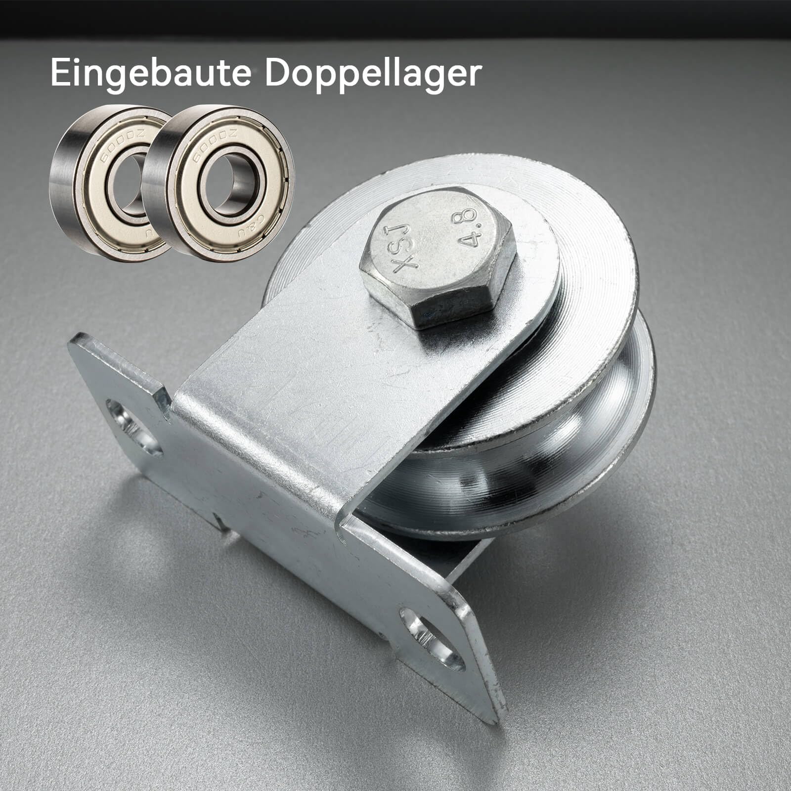 Lot de 2 poulies de 48 mm - Câble en acier avec 2 roulements à billes - Poulie pour câble en acier de 10 mm - Charge maximale : 200 kg