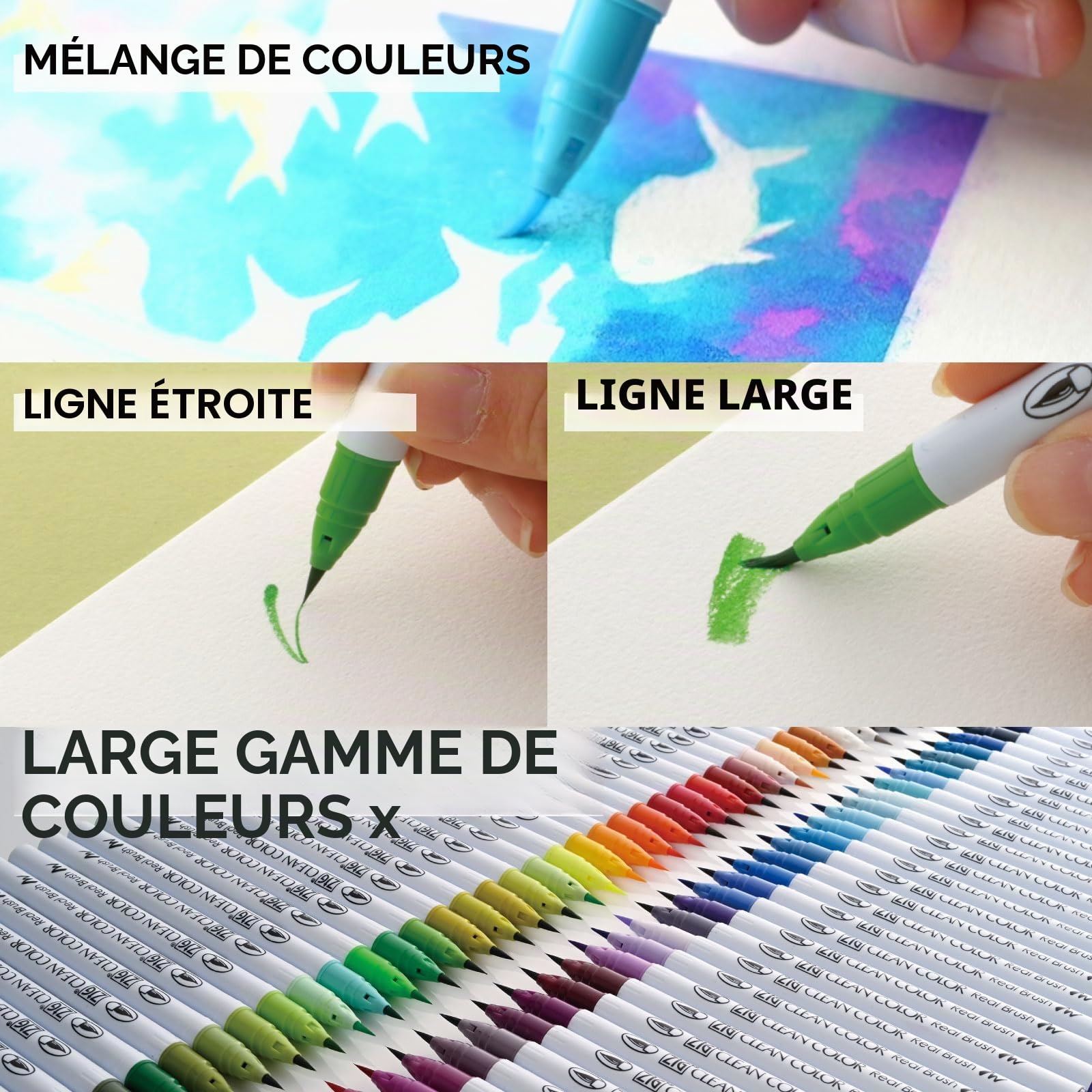 Kuretake ZIG CLEAN COLOR Real Brush Set (24 colors), Aquarelle Peinture Extra Fine Brush Pen, RB-6000AT/24V