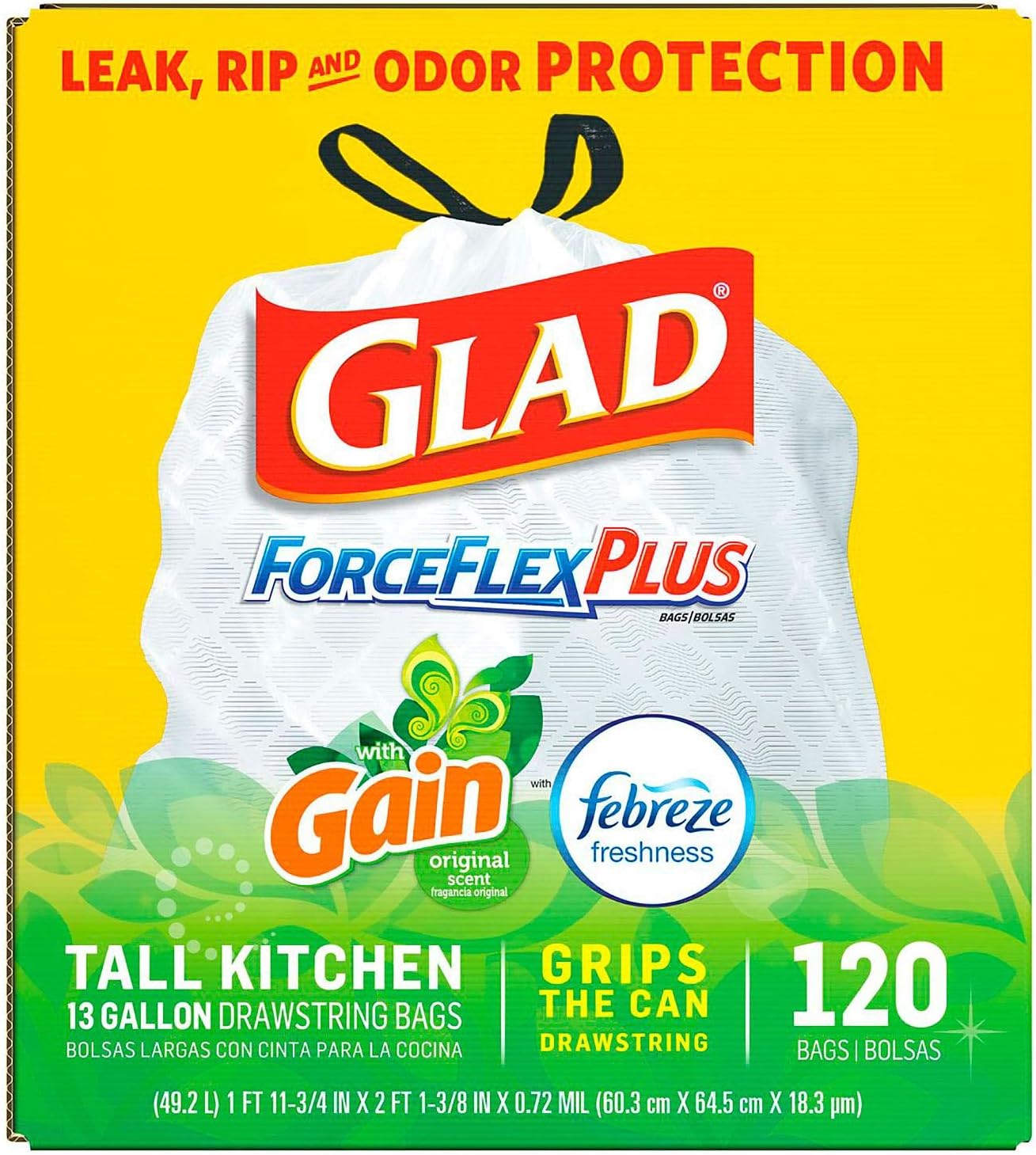 Glad Forceflex Tall Kitchen 13 Gallon Drawstring Trash Bags