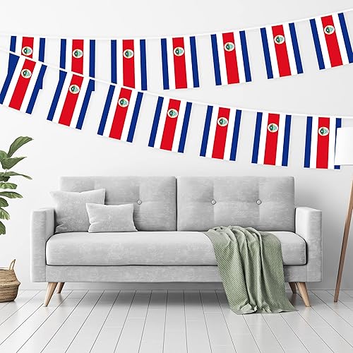 Miniatura 2 de G128 Bandera costarricense de Costa Rica | Bandera de 8.2 x 5.5 pulgadas, cuerda completa de 33 pies | Poliéster 150D impreso, decoraciones para
