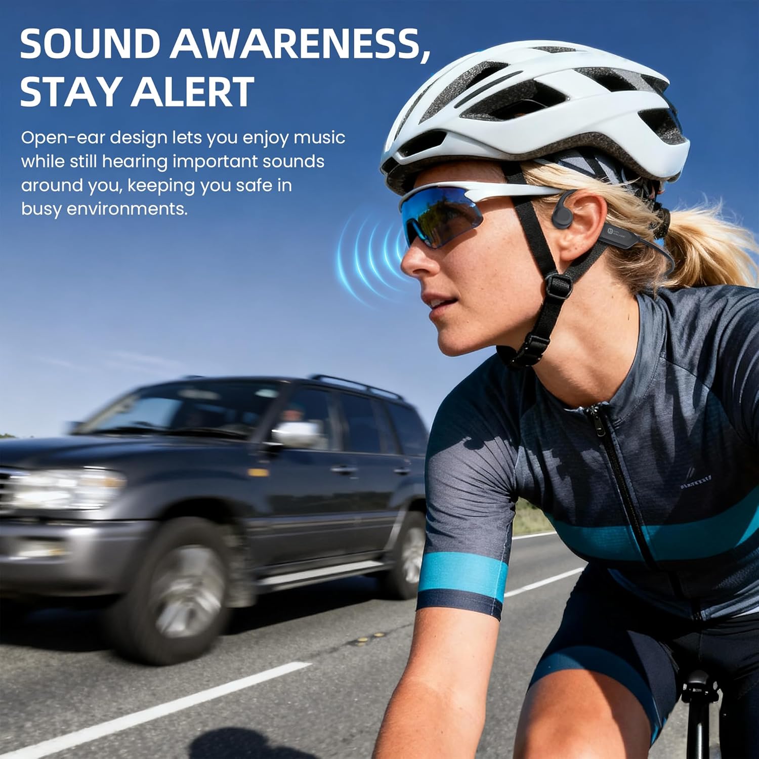 HIFI WALKER Bone Conduction Headphones Wireless Bluetooth 6.0, IPX5 Waterproof Sweat Resistant Open Ear Headphones, 18Hrs Playing Time, Comfortable Fit Sports Earbuds for Running, Cycling, Workouts - Image 4