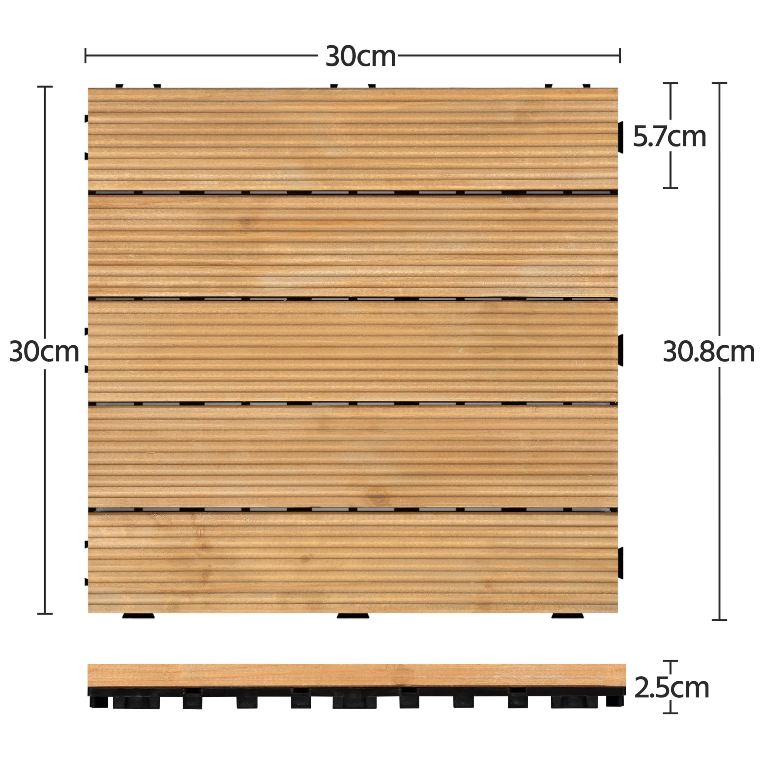Yaheetech Piastrelle Esterno 30x30 cm 11 Pezzi Legno Pavimento Giardino ad Incastro 1 m² per Balcone Terrazza Patio Tagliabile Marrone