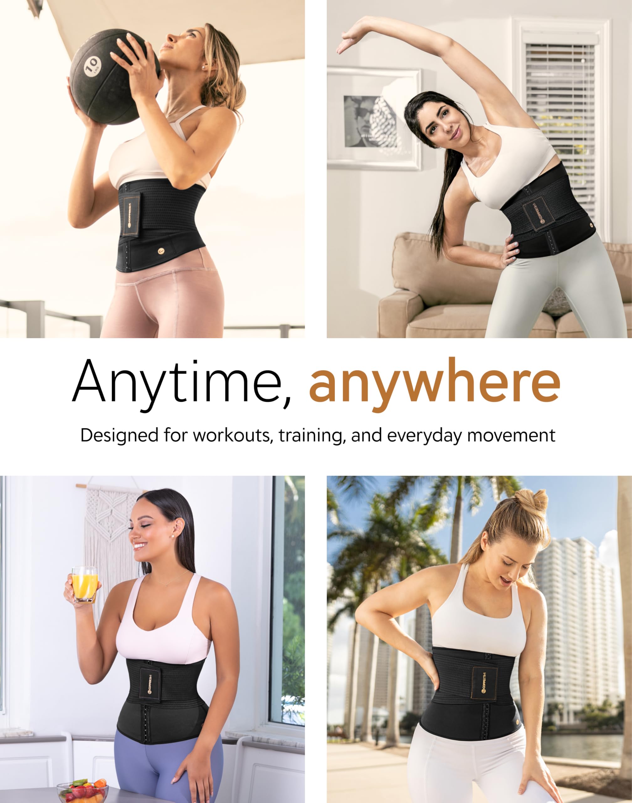COPPER SLIM - Kit de esculpir el cuerpo de reloj de arena para mujer - Cincher de cintura y entrenador de cintura con tela de sudor para adelgazar todo el cuerpo