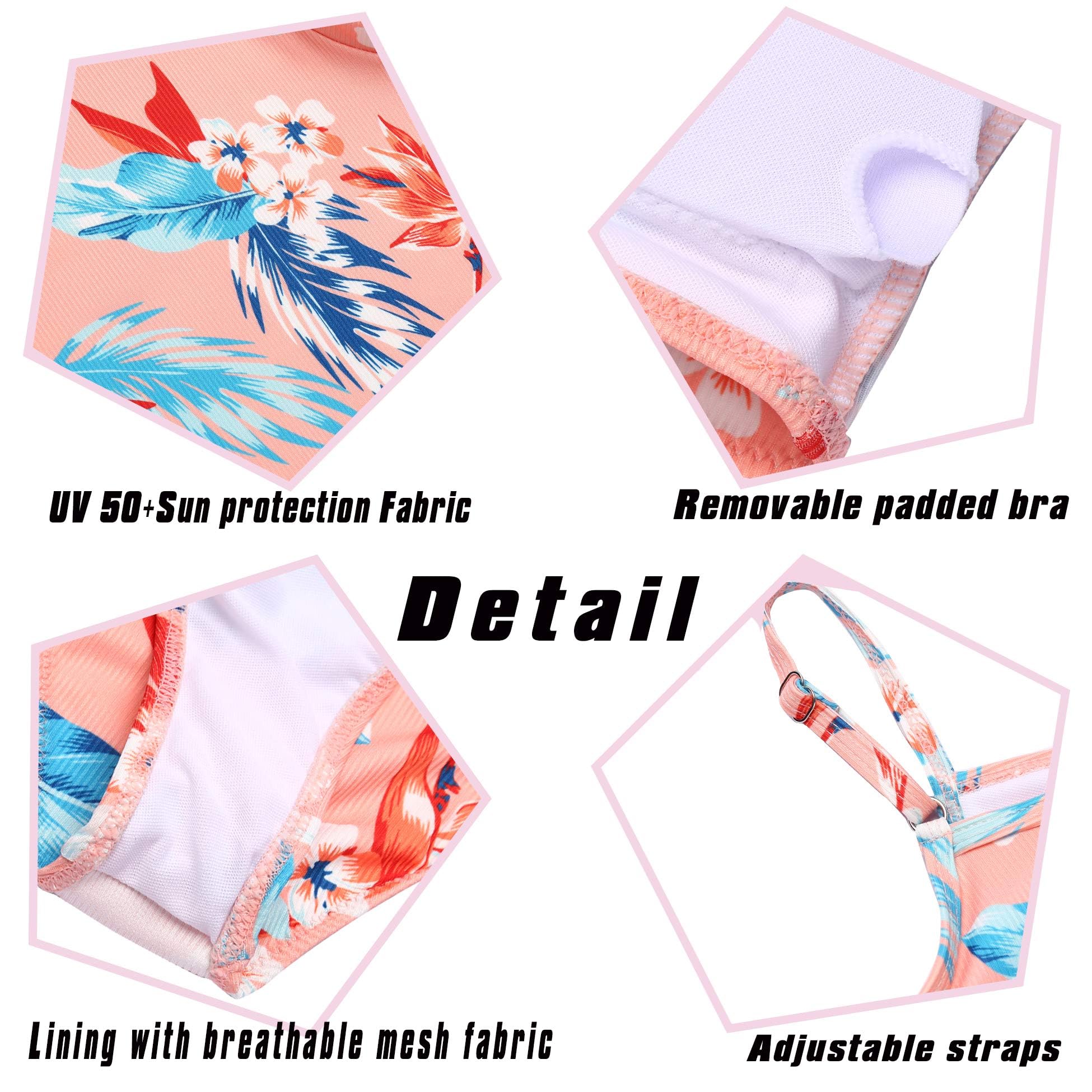 Arshiner Niñas Conjunto de Bikini Traje Baño de Verano de 3 Piezas Niños Tankini De Tres Piezas con Falda Estampado Floral Traje de Baño Bikinis para Niñas 5-14 Años