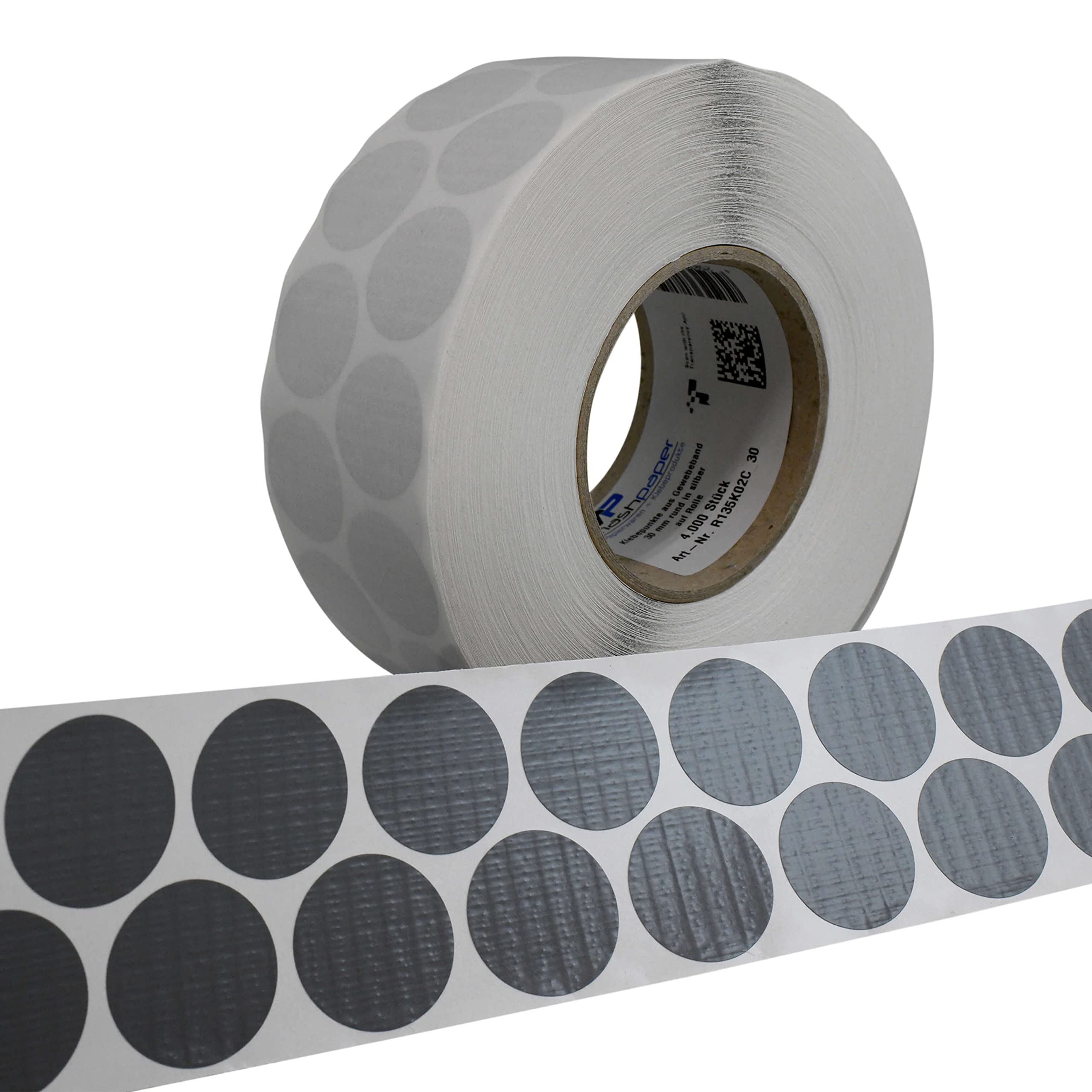 MASHPAPER Punti Adesivi In ​​Nastro In Tessuto R135K02C-30, 30 Mm Circa 4000 Pezzi (Grigio Argento - 1 Rotolo)