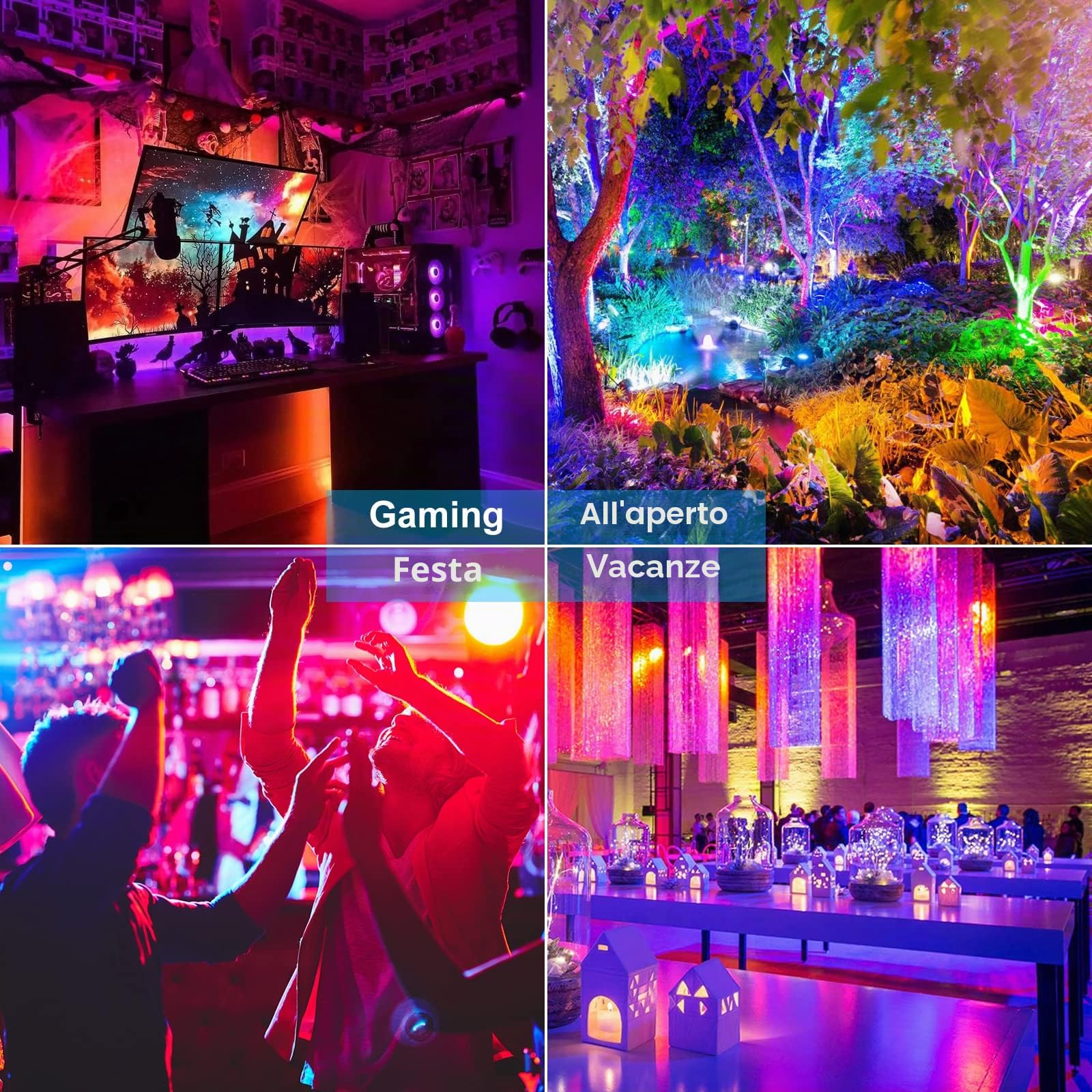 CREATESTAR Faretto LED RGB 30W, Faro Esterno 16 Milioni di Colori 28 Modalità Dimmebili, Impermeabile IP66 Proiettore Con Telecomanda e APP Per Giardino Bar Festa