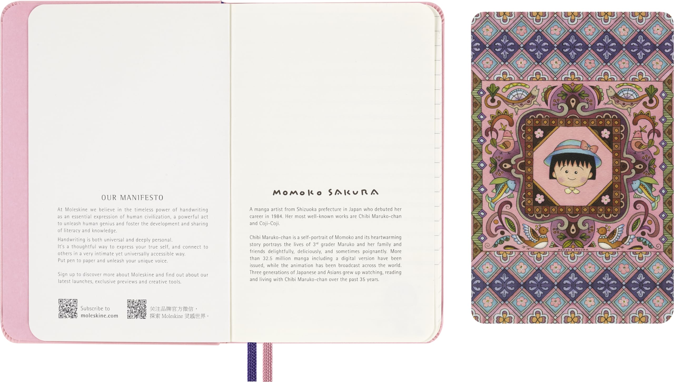 Carnet Moleskine Sakura - Couverture Rigide Toile - Pages Lignées - Fermeture Élastique - Inspiration Florale