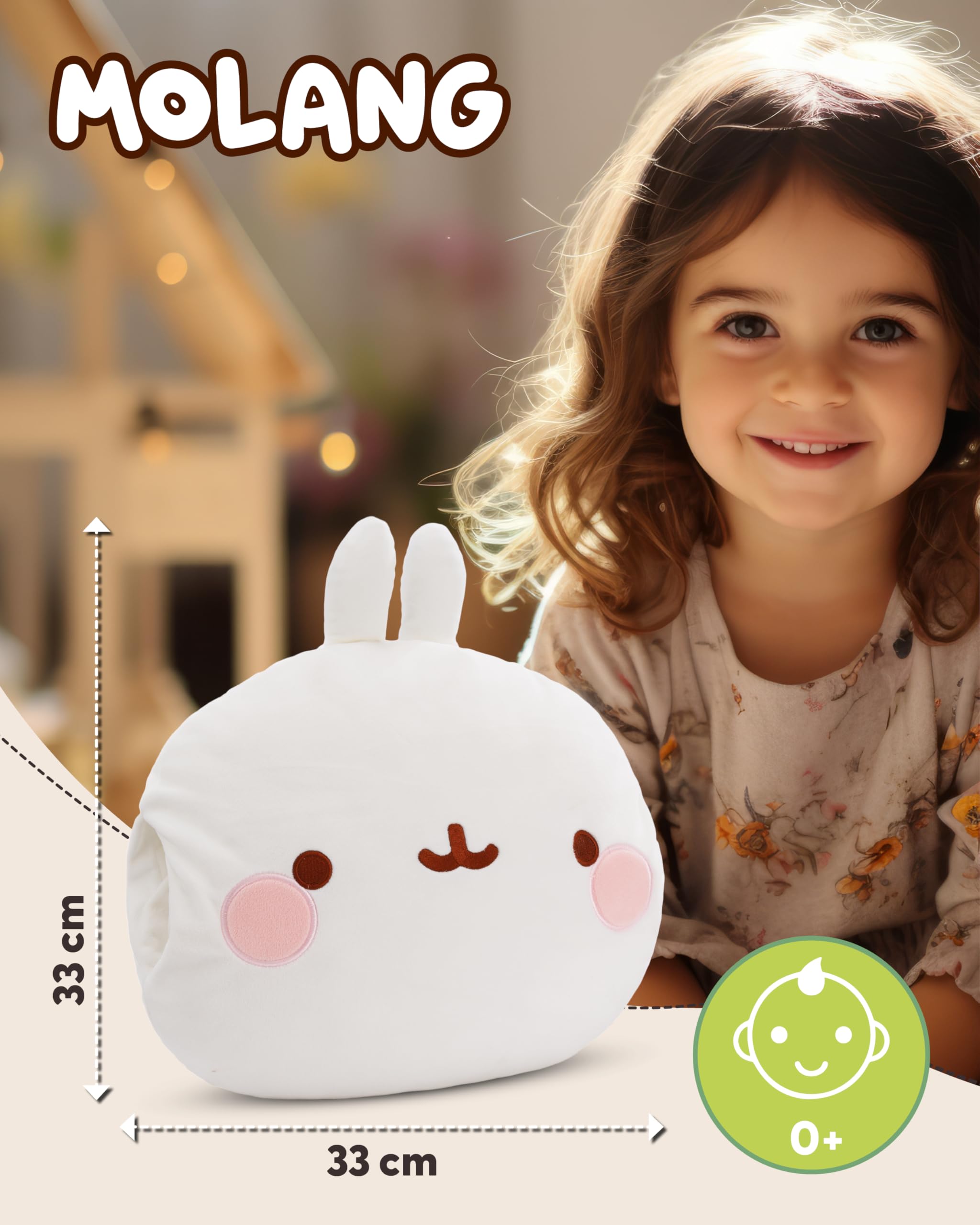 NICI Pluszowa mufka Molang 33×33×10 cm – puchaty ocieplacz do rąk z twarzą Molanga, idealny na chłodne dni | 61169