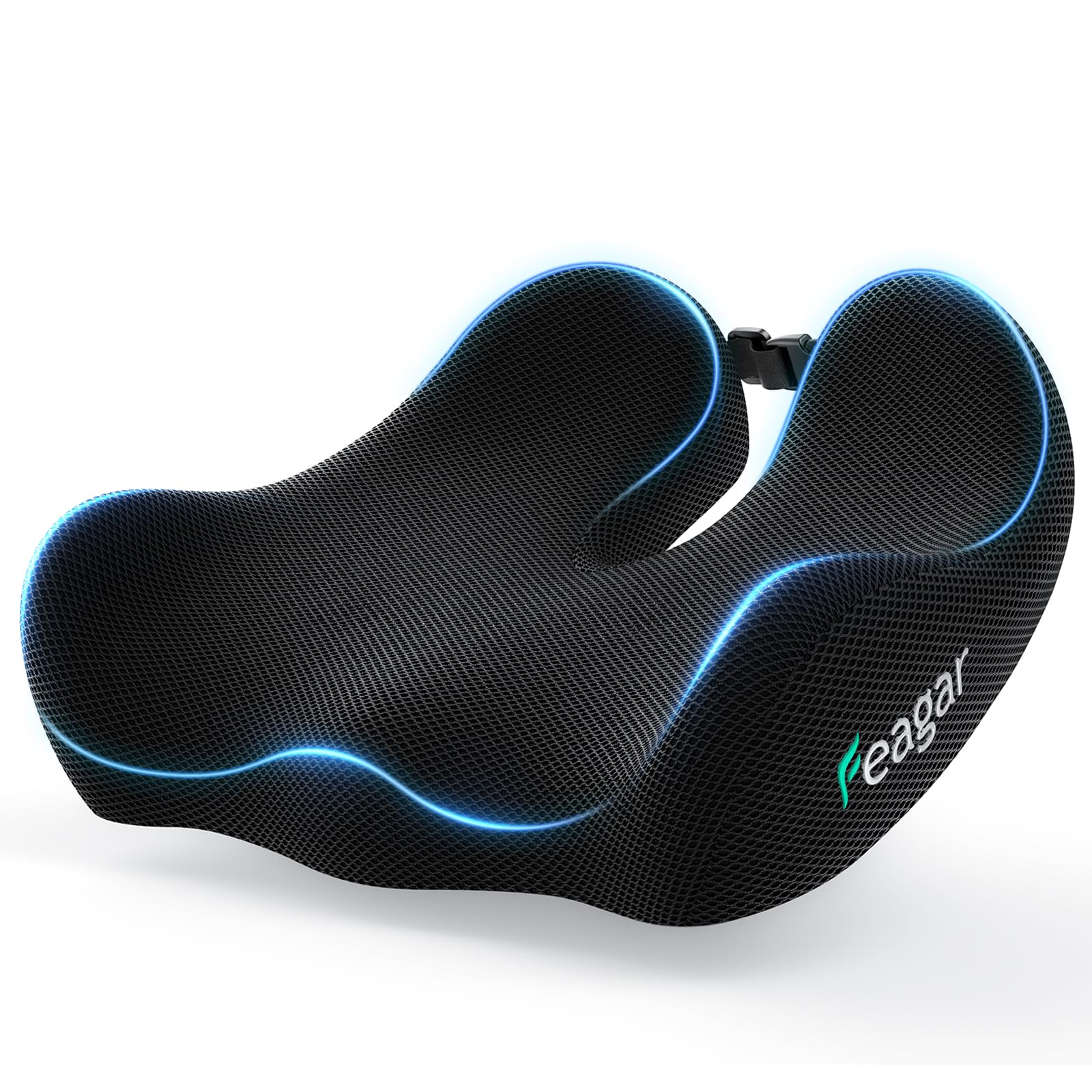 Feagar Cojin Silla Oficina - Cojin Coxis Ortopedico de Espuma con Memoria, Cojín Ergonómico para Silla de Oficina, Silla de Ruedas y Coche, Alivia Dolor de Coxis, Cadera y Ciática - Funda Lavable