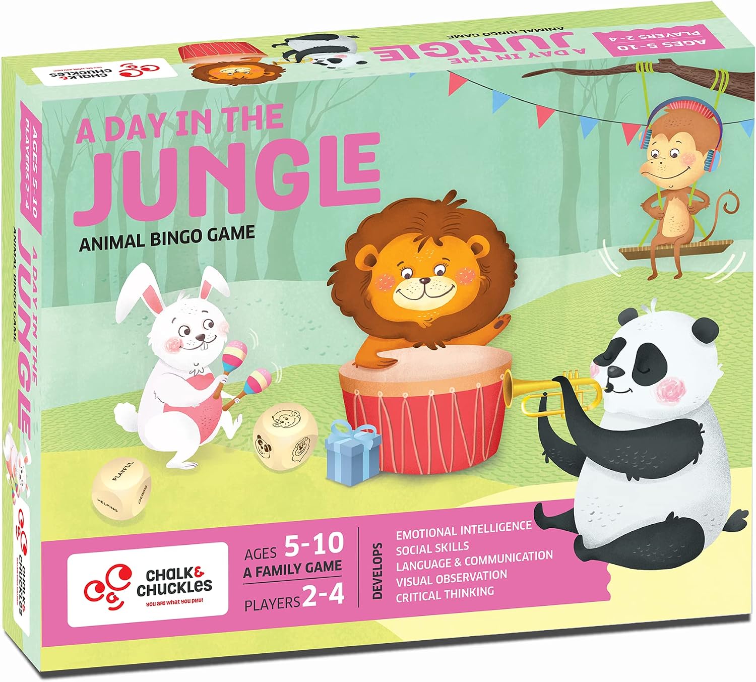 Chalk and Chuckles A Day in The Jungle Picture Bingo Game- Social Emotional Learning Toy, Developmental and Educational Game for Kids Ages 5-10 Years Old