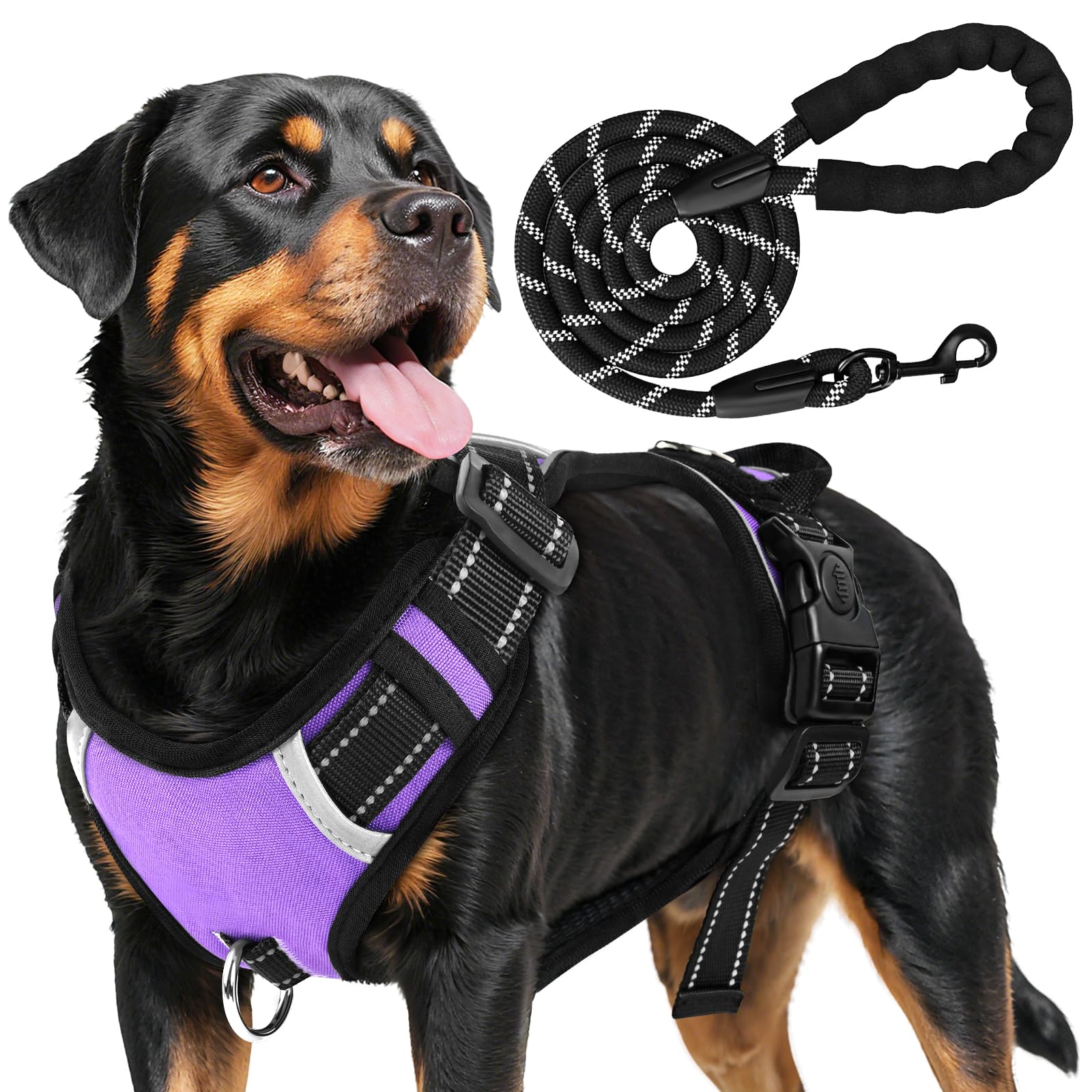 No Pull Dog Harness, Dog Harness and Lead Set, Adjustable Padded Pet Vest with Handle, Reflective Escape-Proof Dog Harness, Pet Harness for Medium Large Dogs, Outdoor Walking Training
