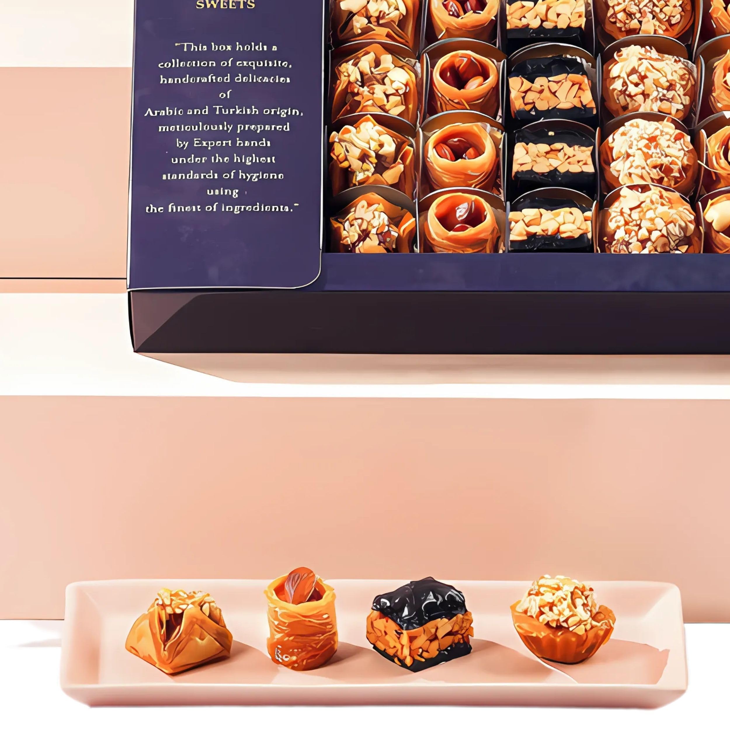 Oasis Baklawa Assorted Baklava Sweets | Premium – Turkish & Lebanese Sweets Gift Box | Festive Gift Hamper for Rakhi, Diwali, Eid, Weddings & Corporate Gifting (24 Piece) 2
