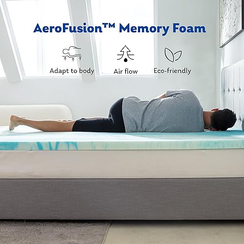 Miniatura 5 de Cubrecolchón King de espuma viscoelástica de 3 pulgadas con infusión de gel refrescante, cubrecolchón en una caja, certificado CertiPUR-US, 76 x 80