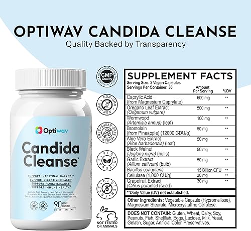 Miniatura 7 de Candida Cleanse - Suplemento de desintoxicación  Sobrecrecimiento de levadura natural Candi Balance Apoyo oral para mujeres y hombres  Probióticos