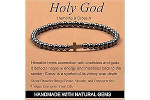 Hemetite and Cross Holy God Handmade Bracelet