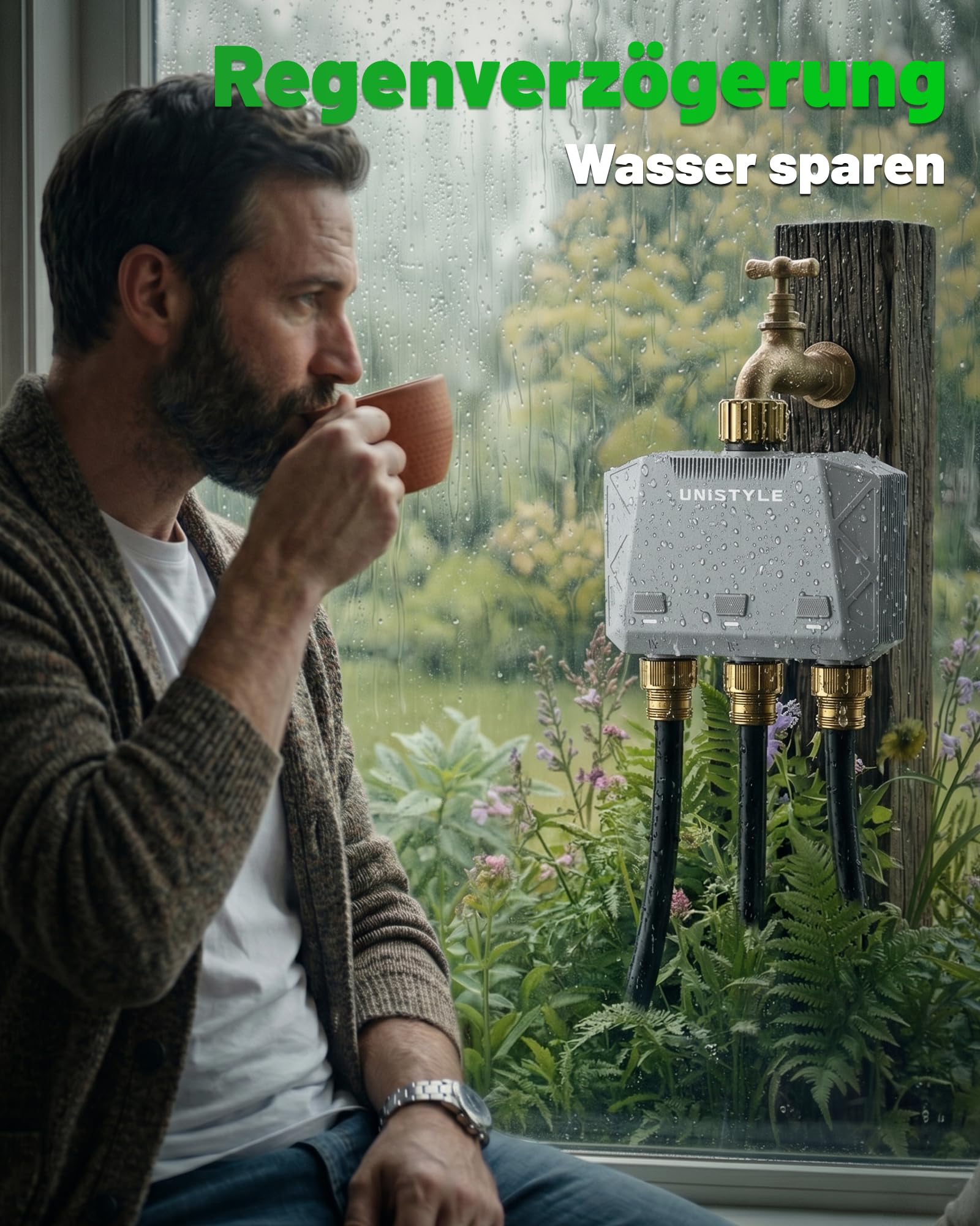 Unistyle Bewässerungscomputer WLAN 3 Ausgänge | Neuauflage 2026 – App-Steuerung, 5 Bewässerungspläne, Präzise Steuerung, Alexa-Sprachsteuerung, Automatische Bewässerung für Garten & Pflanzen