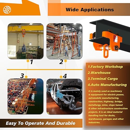 Miniatura 6 de Carro de haz de ruedas dobles de 1T2200LBS, carretilla ajustable de 3 "-5 ", empuje manualmente el alzamiento de la carretilla con rodillos de doble