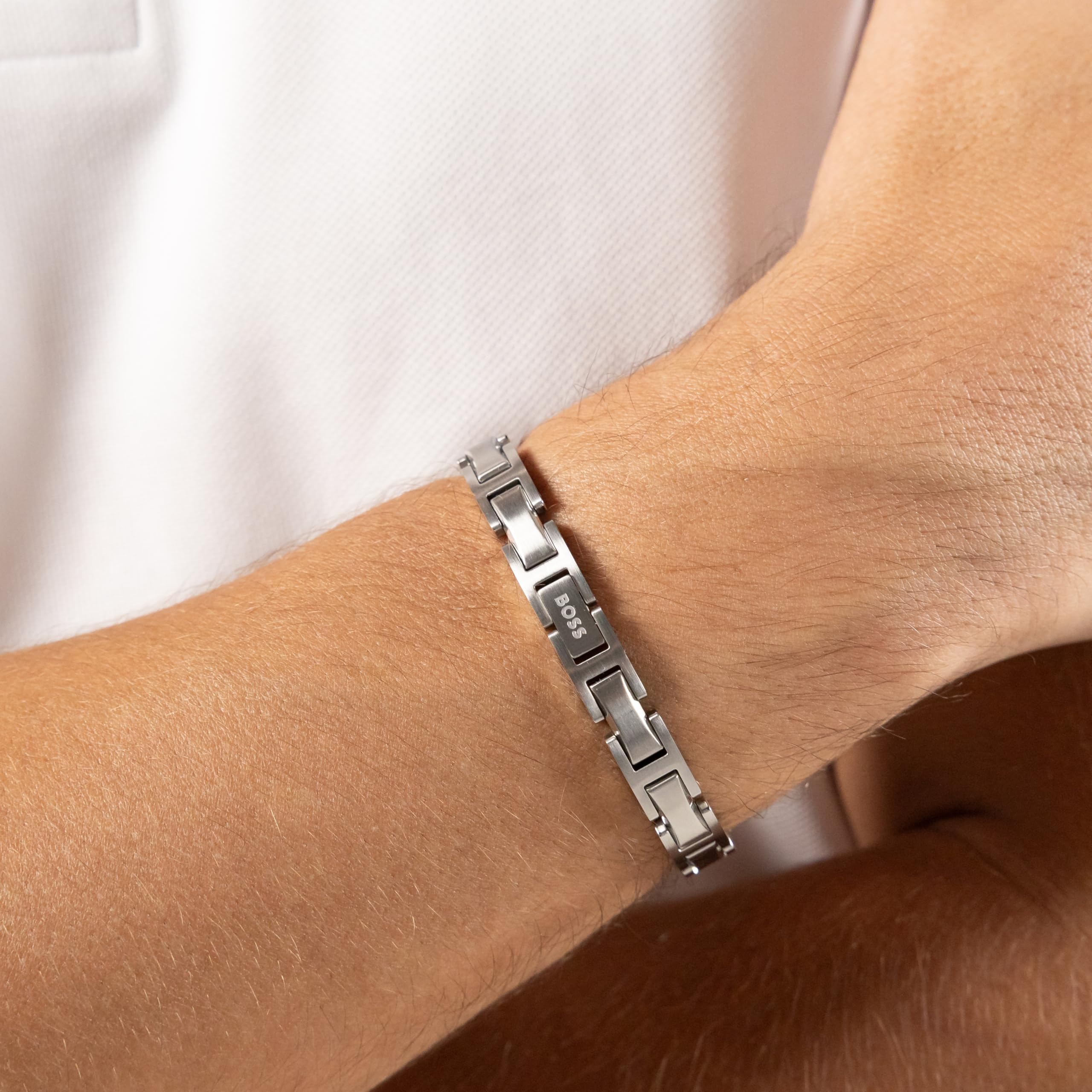 BOSS Jewelry Gliederarmband für Herren Kollektion NOLAN aus Edelstahl