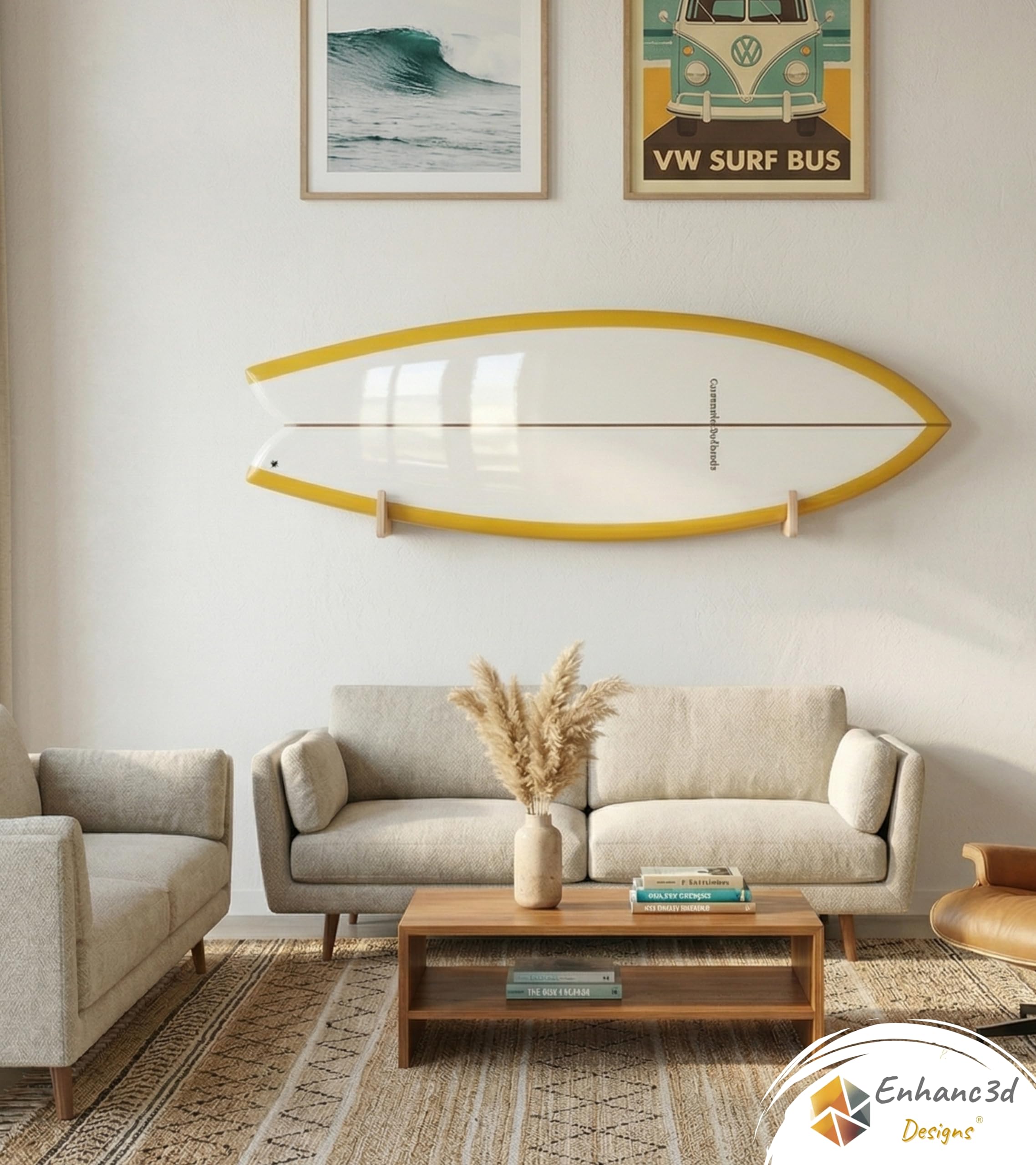 Supporto Tavola da Surf da Parete - Supporto Orizzontale per Tavola da Surf e SUP in Legno - Design Moderno e Robusto