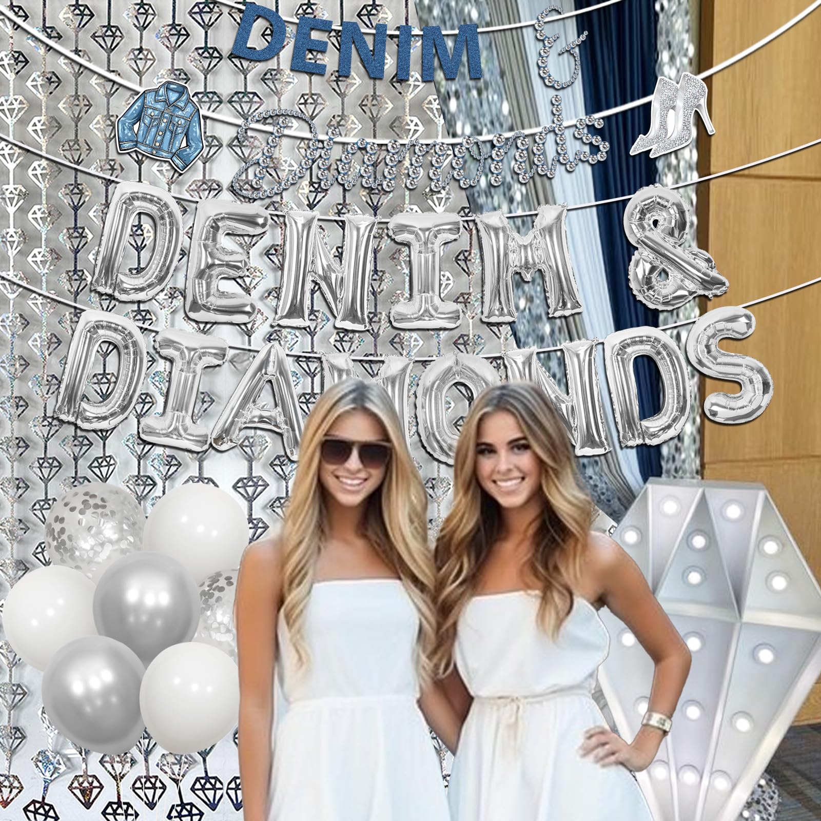Amazon.com: kreat4joy Denim and Diamonds Party Decorations, Denim and  Diamonds Bachelorette Banner Foil Fringe Balloons for Bridal Birthday  Wedding Engagement : Home & Kitchen