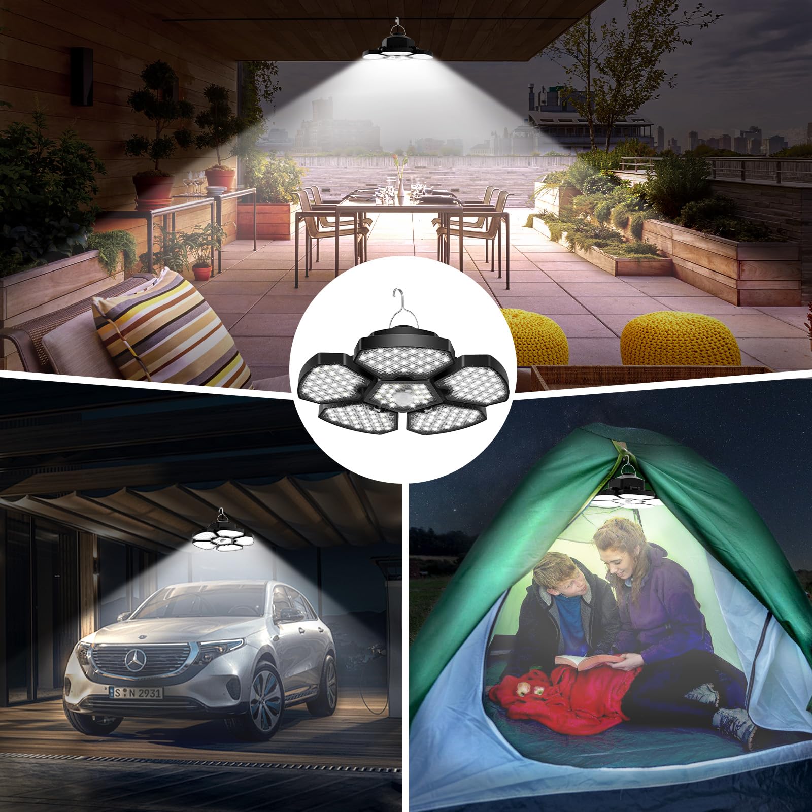 NATPOW Solar Hängeleuchte mit Bewegungsmelder, 6000K Hängelampe Outdoor mit Fernbedienung 5M Kabel, Terrassezusammenklappbar Solar Pendelleuchte, IP65 Wasserdichte für Haus Hof Garage NATPOW Solar Hängeleuchte mit Bewegungsmelder, 6000K Hängelampe Outdoor mit Fernbedienung 5M Kabel, Terrassezusammenklappbar Solar Pendelleuchte, IP65 Wasserdichte für Haus Hof Garage
