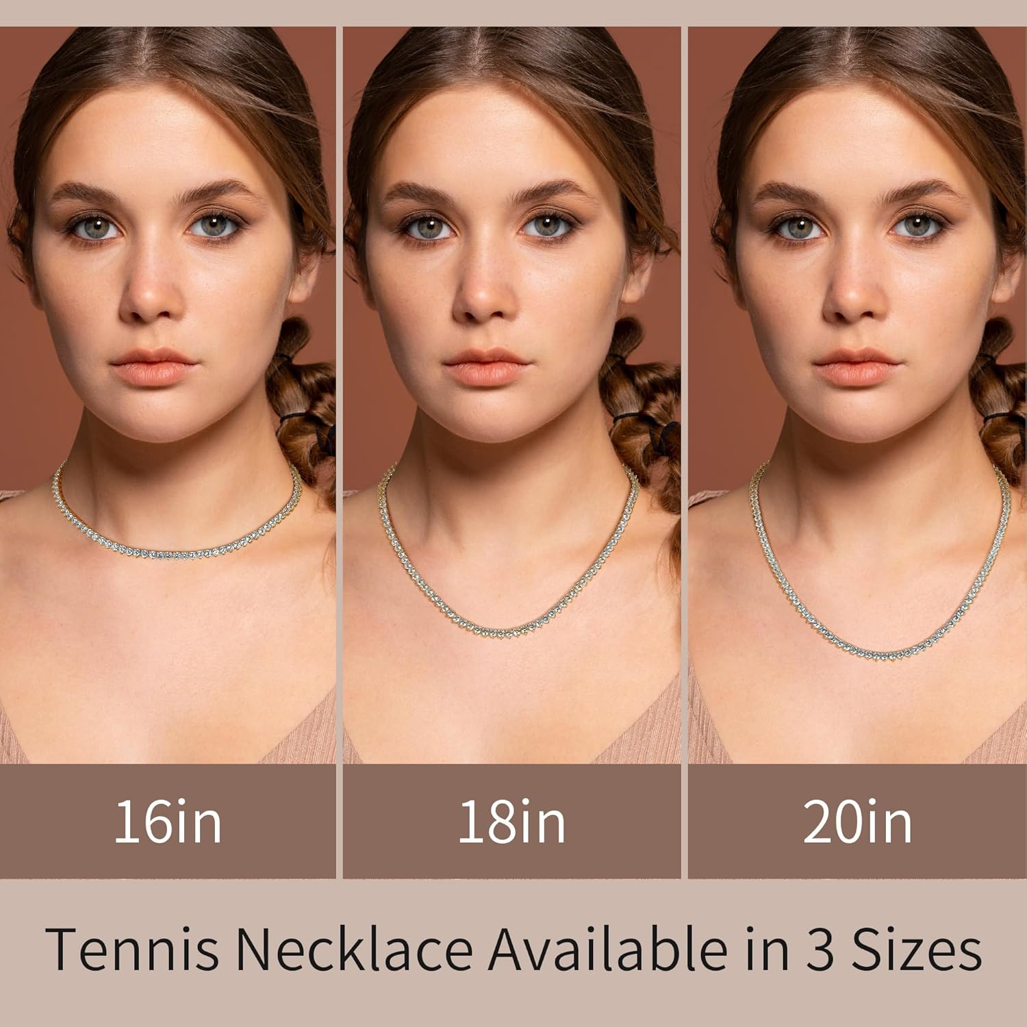 4mm Tennis Necklace for Women, Iced Out Simulated Diamond 18K Gold Plated Tennis Chain, 3 Prong Cubic Zirconia Elegant Necklace for Her Gifts