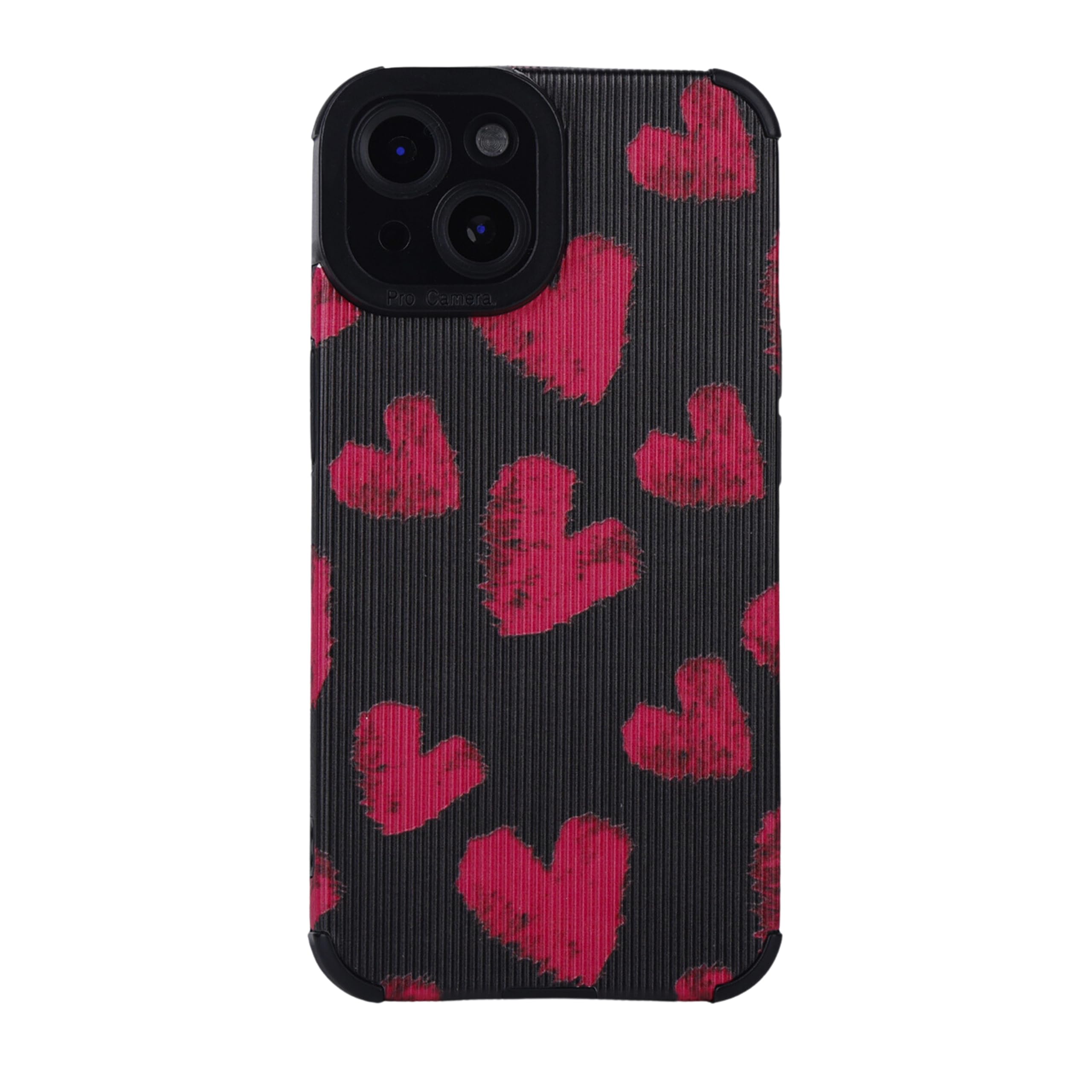 HK Basics iPhone 13 Back Cover, TPU Back Cover Case, Dirt Resistant, Shock Proof & Durable Cover, Soft IMD - Heart Stamps iPhone 13 Case (Black)