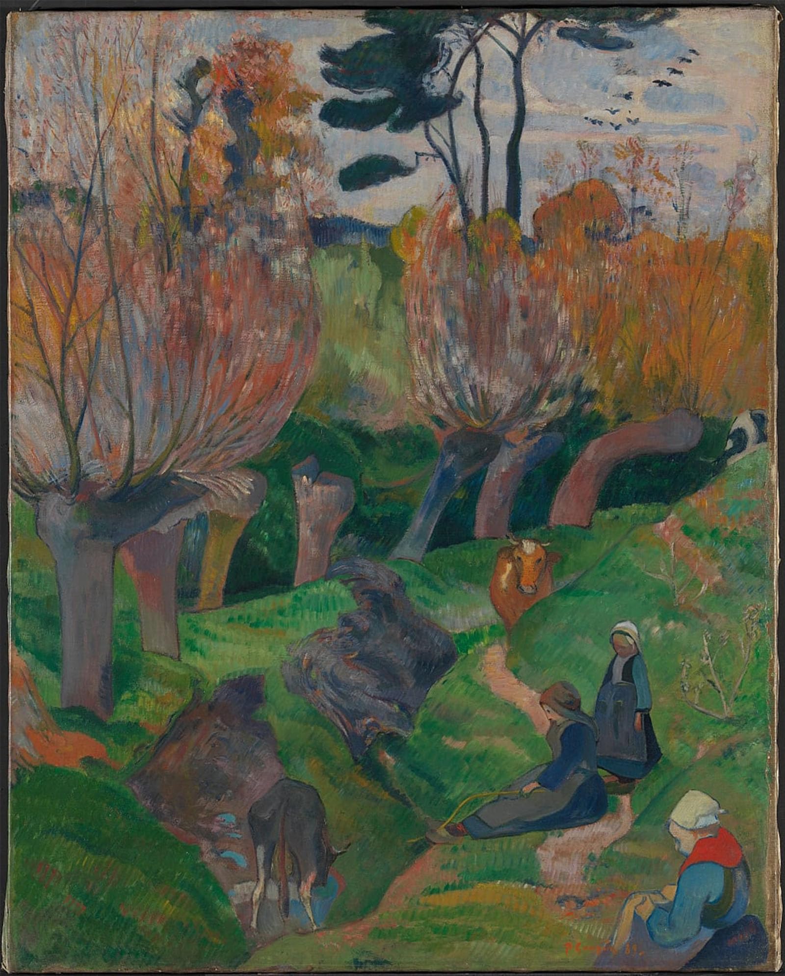 ARTXLXXBN Famous Print Painting Colorful Art Print Bretagnelandskap Med Kuer by Paul Gauguin Canvas Art Decorations for Home Decor 60x90cm