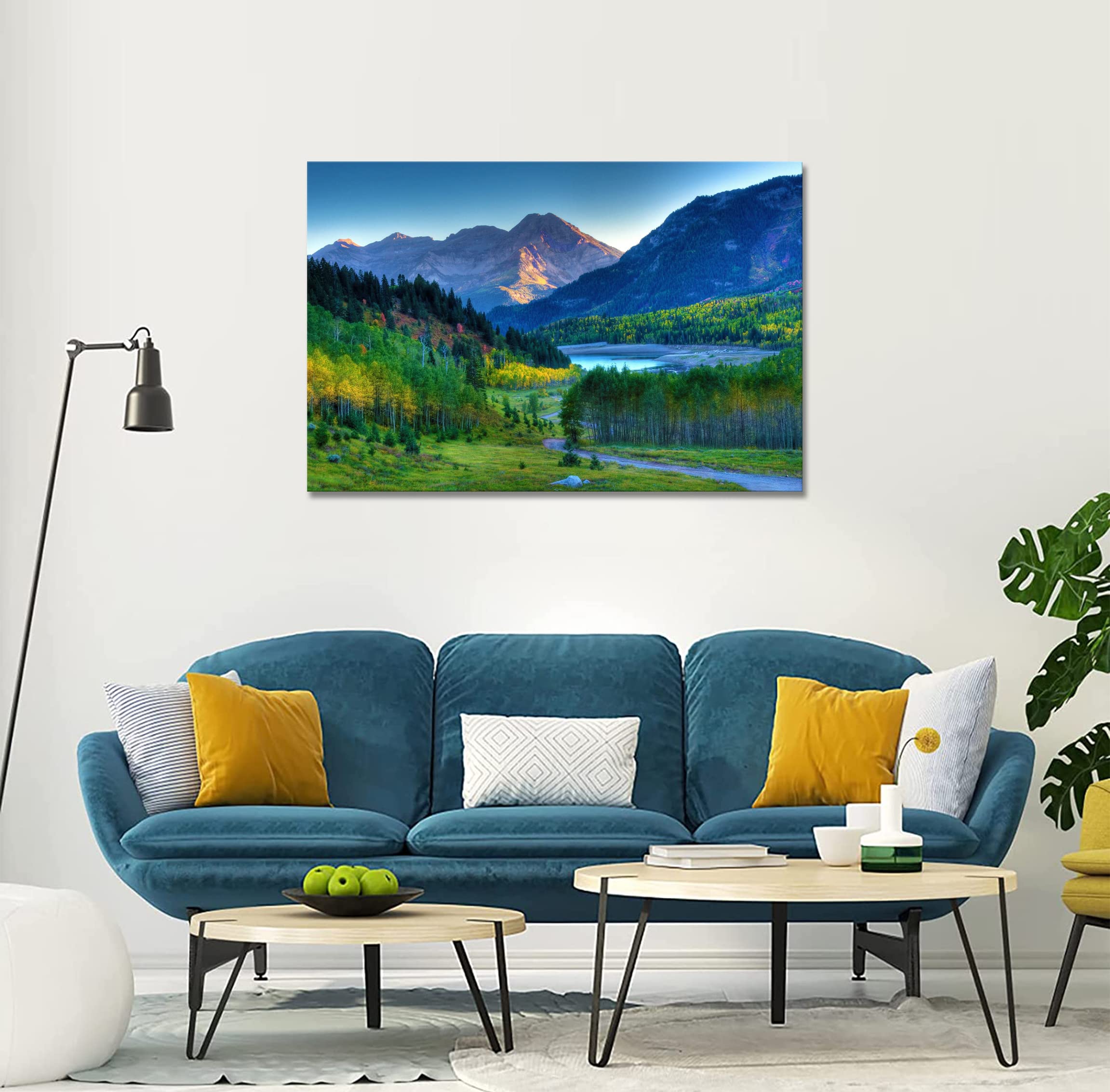 Amazon.co.jp: 山 森 アートパネル 森林 緑色 自然風景 ポスター 風景