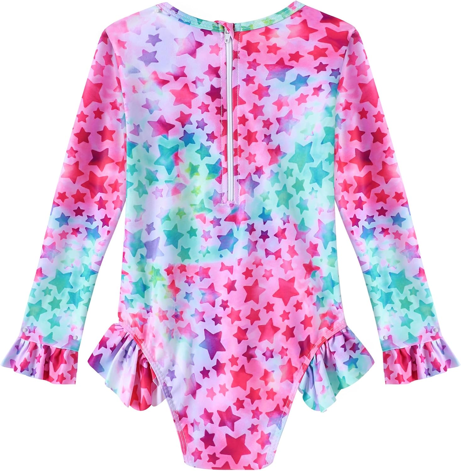 Toddler Girls Long Sleeve Swimsuit One Piece Ruffle Zipper Rash Guard Bathing Suit UPF 50+ Kid Swimwear 1-6 Years - Image 2