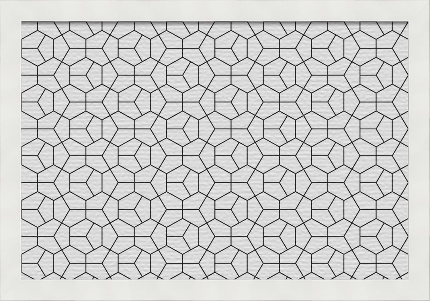 PinPix 18x12 inch Cork Bulletin Board. This Decorative Framed Pin Board Comes with Modeco Hex Black Design and Satin White Frame. Ideal for Home, Office Decor or School (PinPix-1539)