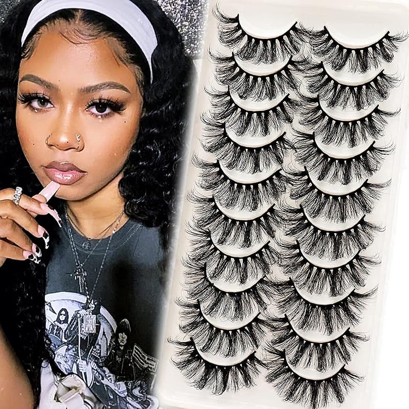Cílios postiços Veleasha Fluffy Wispy Dramatic Faux Mink 6D23 — Pacote com 10 pares