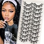 Veleasha Lashes Fluffy Wispy Faux Mink Eyelashes Criss-cross False Lashes 10 Pairs Pack Fake Eyelashes for Women (6D23)