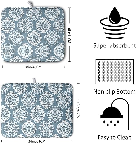 Miniatura 2 de Kwlegh Tapete de secado de platos de hojas de otoño para encimera de cocina, tapete de secado de platos naranja de Acción de Gracias, tapete