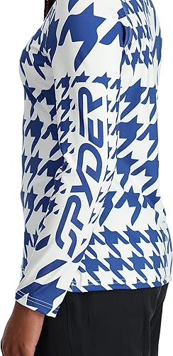 Miniatura 3 de Spyder Cuello en T con media cremallera de pata de gallo para mujer, Azul (Electric Blue)