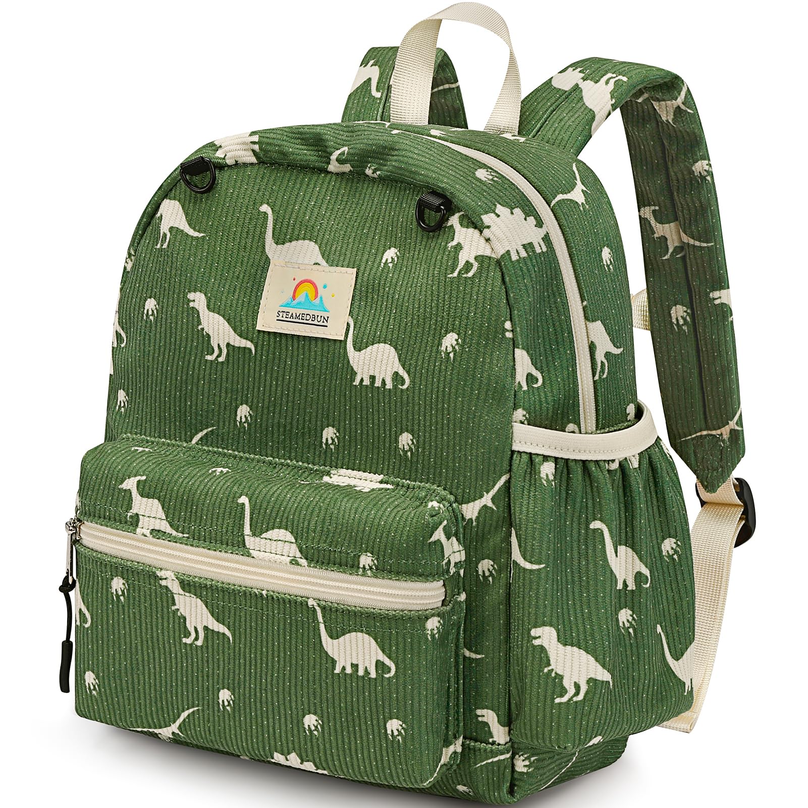 STEAMEDBUN Corduroy Toddler Backpack for Boys 2-4 Kids backpack for Boys Girls - 12 inch Preschool Kindergarten Backpacks