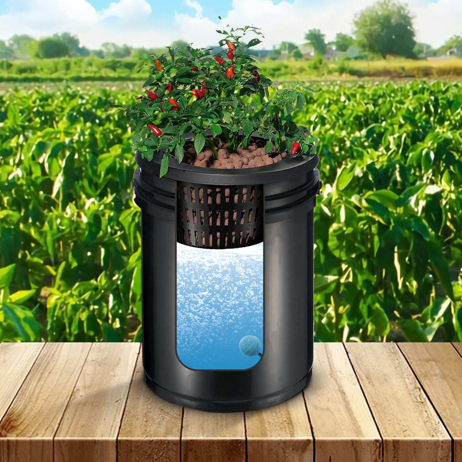 VEVOR Hydroponiczny system uprawy RDWC, górny zestaw do kroplówki, 20-litrowa hodowla głębokiej wody, z pompą powietrza, urządzenie poziomu wody, do warzyw liściastych