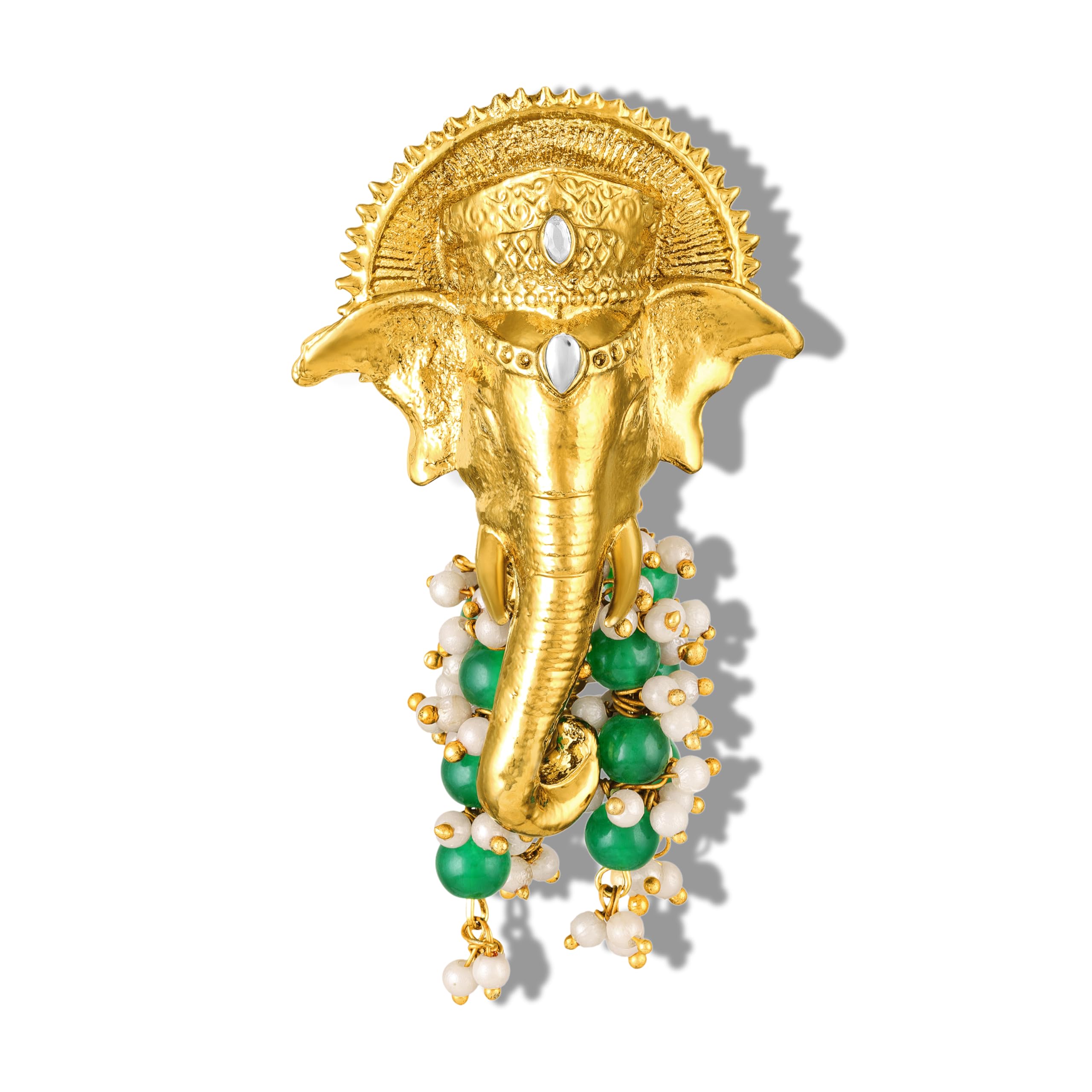 Gold Toned Religious Ganpati Brooch for Men & Women with Artificial Pearls | Sherwani, Blazer & Saree Pin (BP1101264GGre)-image-38