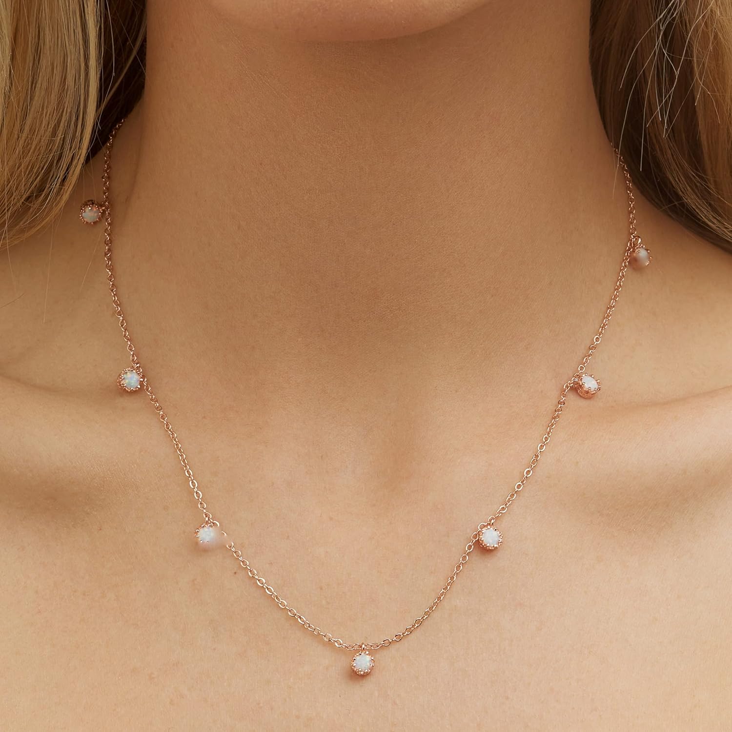 Barzel 18K White Gold & 18K Rose Gold with Created Fire Opal Necklaces In 18 Inches with 2 Inches Extension - Image 2