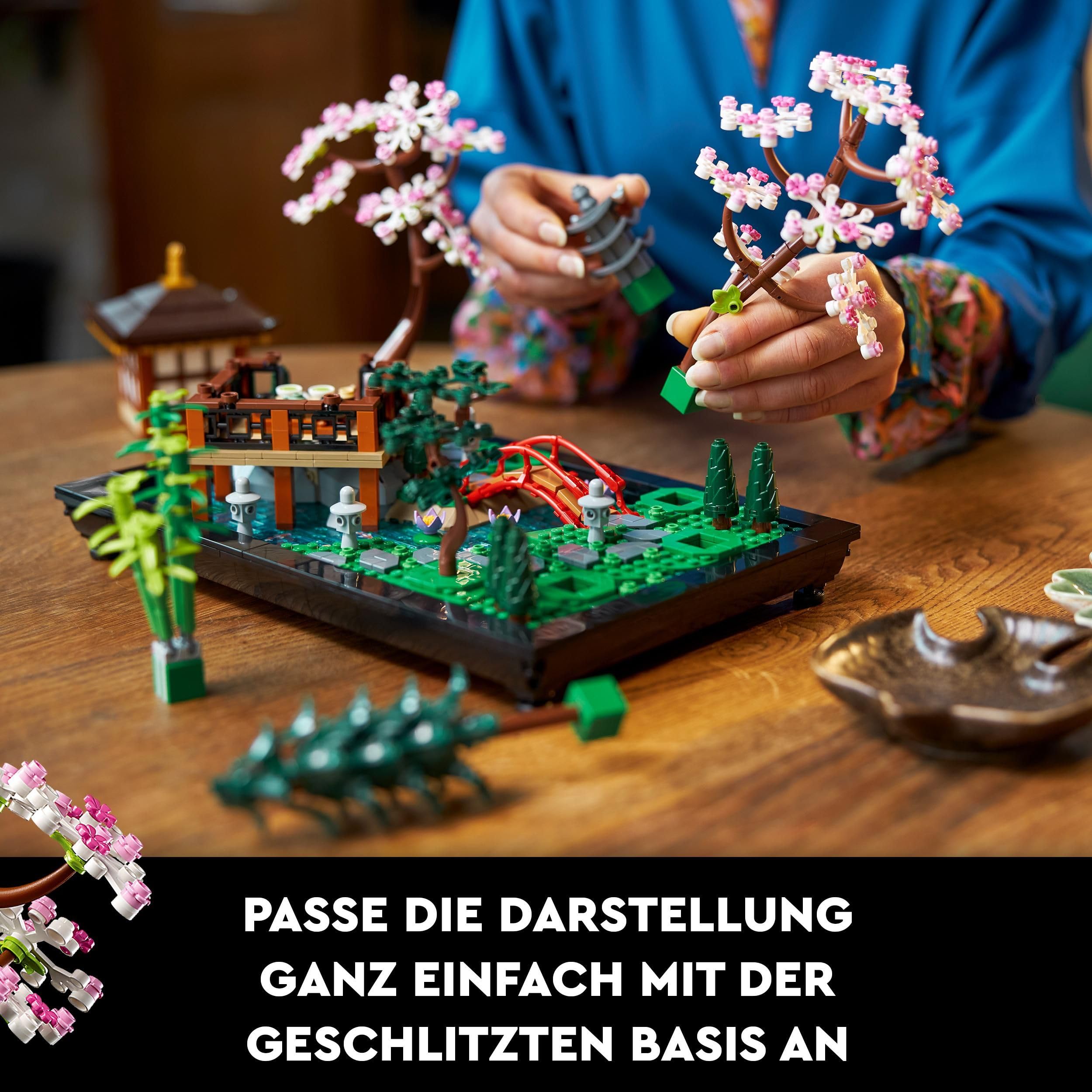 LEGO Icons Garten der Stille - Modell zum Bauen und Ausstellen - Japanische Oase mit Pavillon, Brücke, Koi-Karpfen, Lotusblumen, Bäumen - DIY Deko - Geschenk für Frauen und Männer - 10315