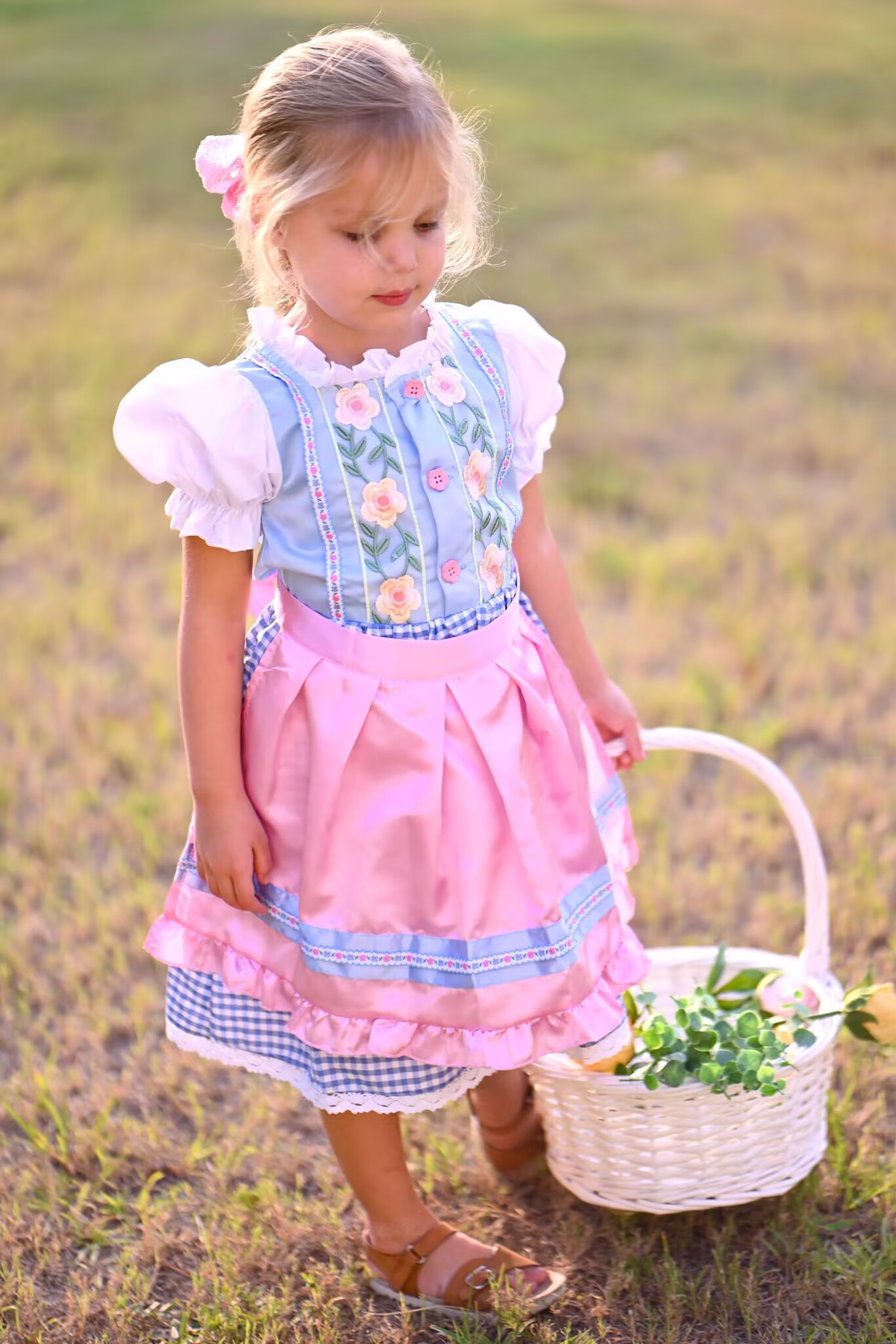 Disfraz Infantil Dirndl Oktoberfest Azul y Rosa miniatura 7