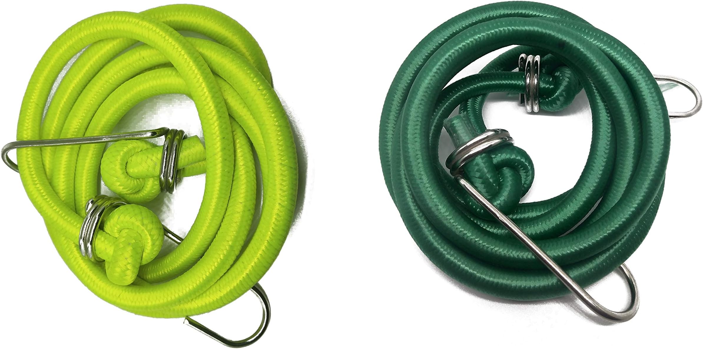 Genxtra® High Strength Elastic Neon Color Bungee Cords, Luggage Tying Rope with Hooks, Set of 2, 5 feet, Assorted Neon Color (2.5 Meter Expandable)