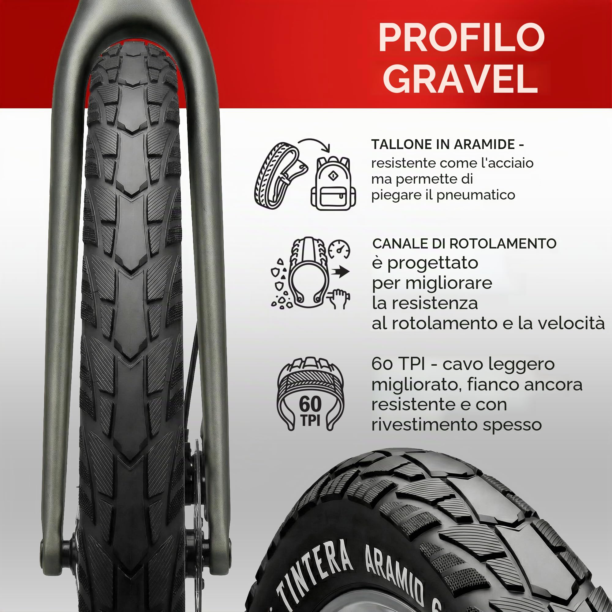 Fincci Copertoni 700x45 47-622 Pieghevole 60 TPI con Protezione Antipuntura | Copertoni 47-622 con Carcassa 60 TPI e Protezione in Aramide da 1 mm per Copertoni Bici 28 - Set da 2