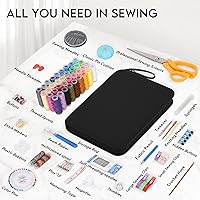Vista 3 de Coquimbo Kit de costura de regalo para abuela, mamá, adultos, niños, principiantes, viajeros en casa, emergencias, suministros de costura Negro