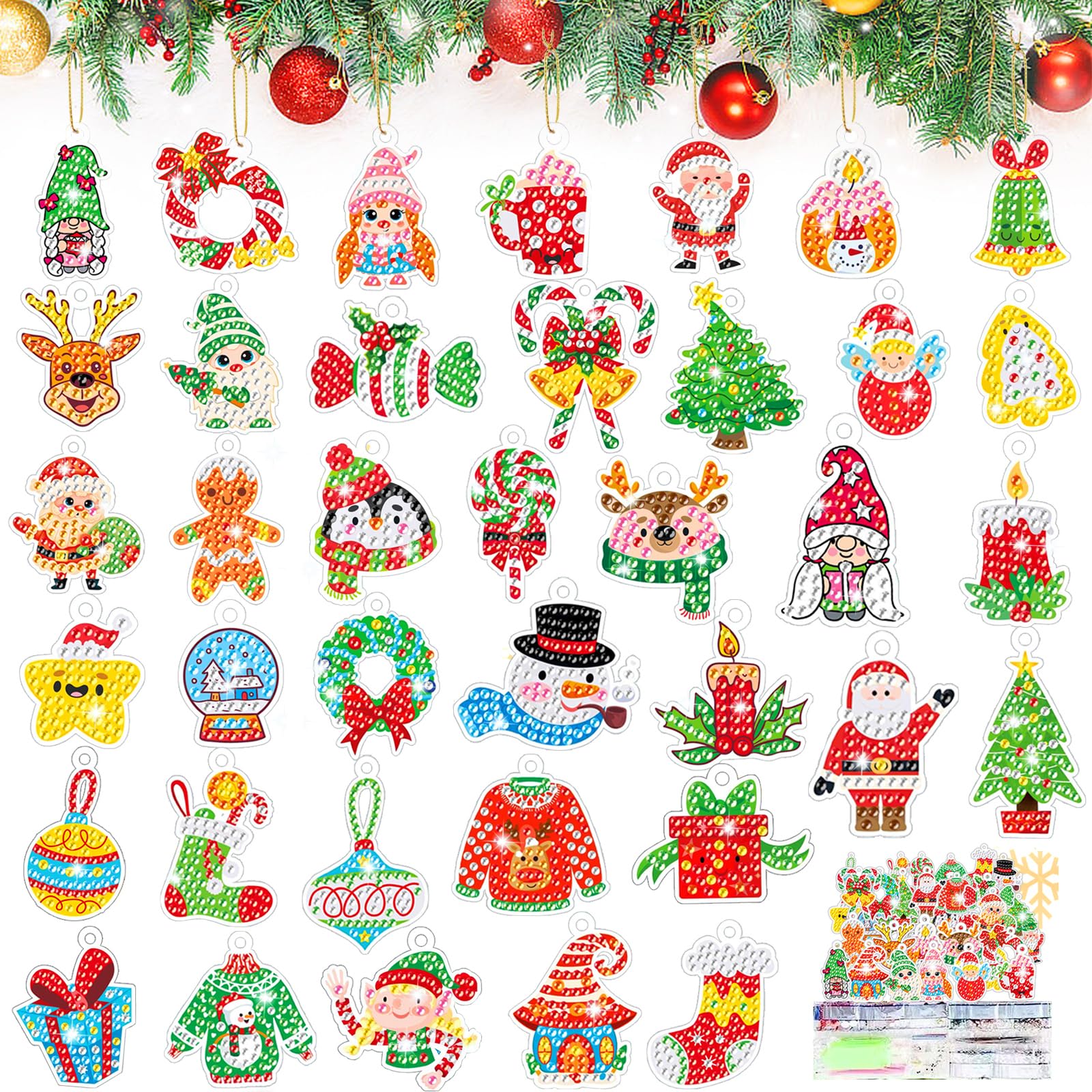 Diamond Painting Set van 6 doe-het-zelf sleutelhangers voor kinderen en